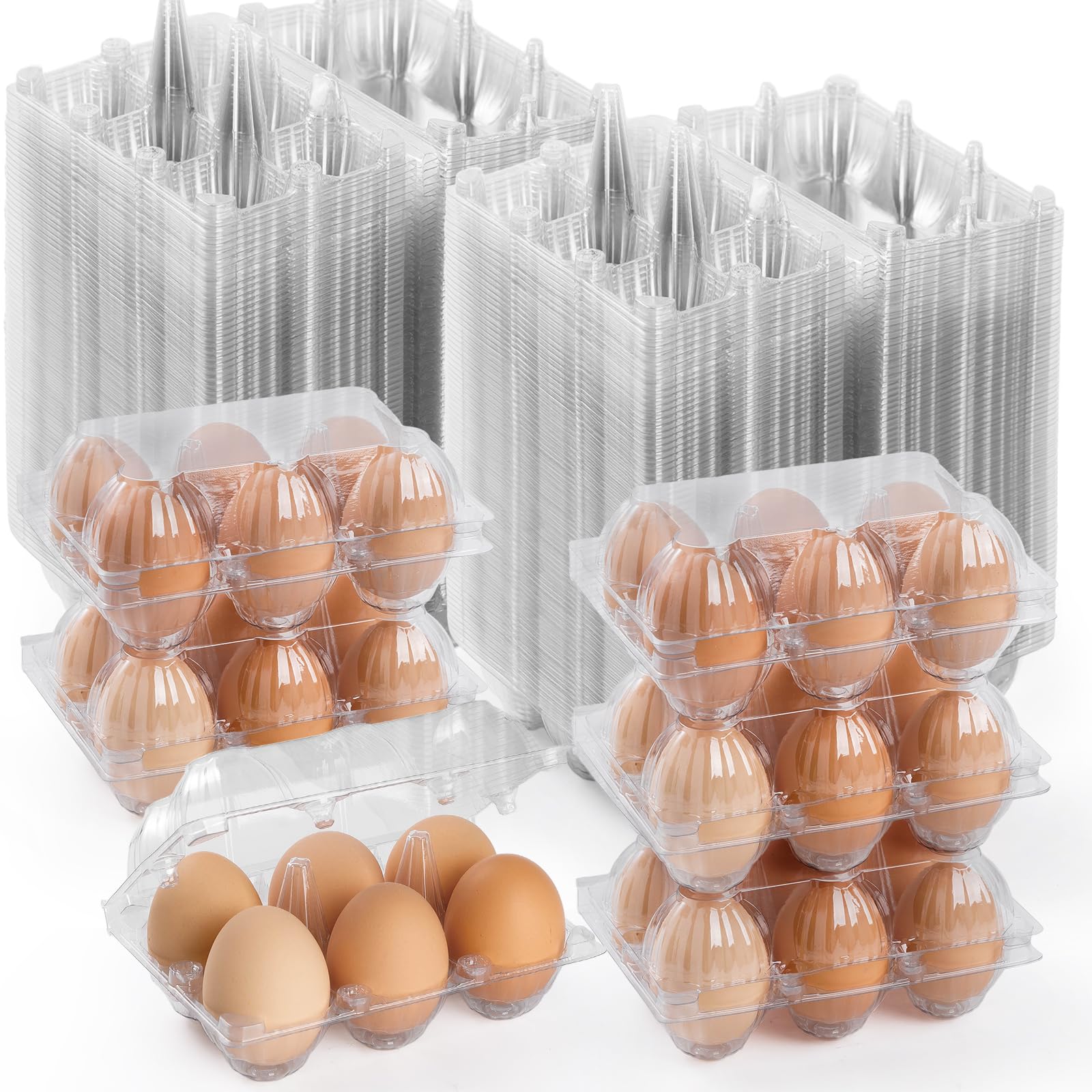 200 cartoni per uova in plastica trasparente, 6 pezzi, mezza dozzina di cartoni per uova di gallina, porta uova riutilizzabili per famiglia, pascoli, mercati agricoli, contenitori medi per
