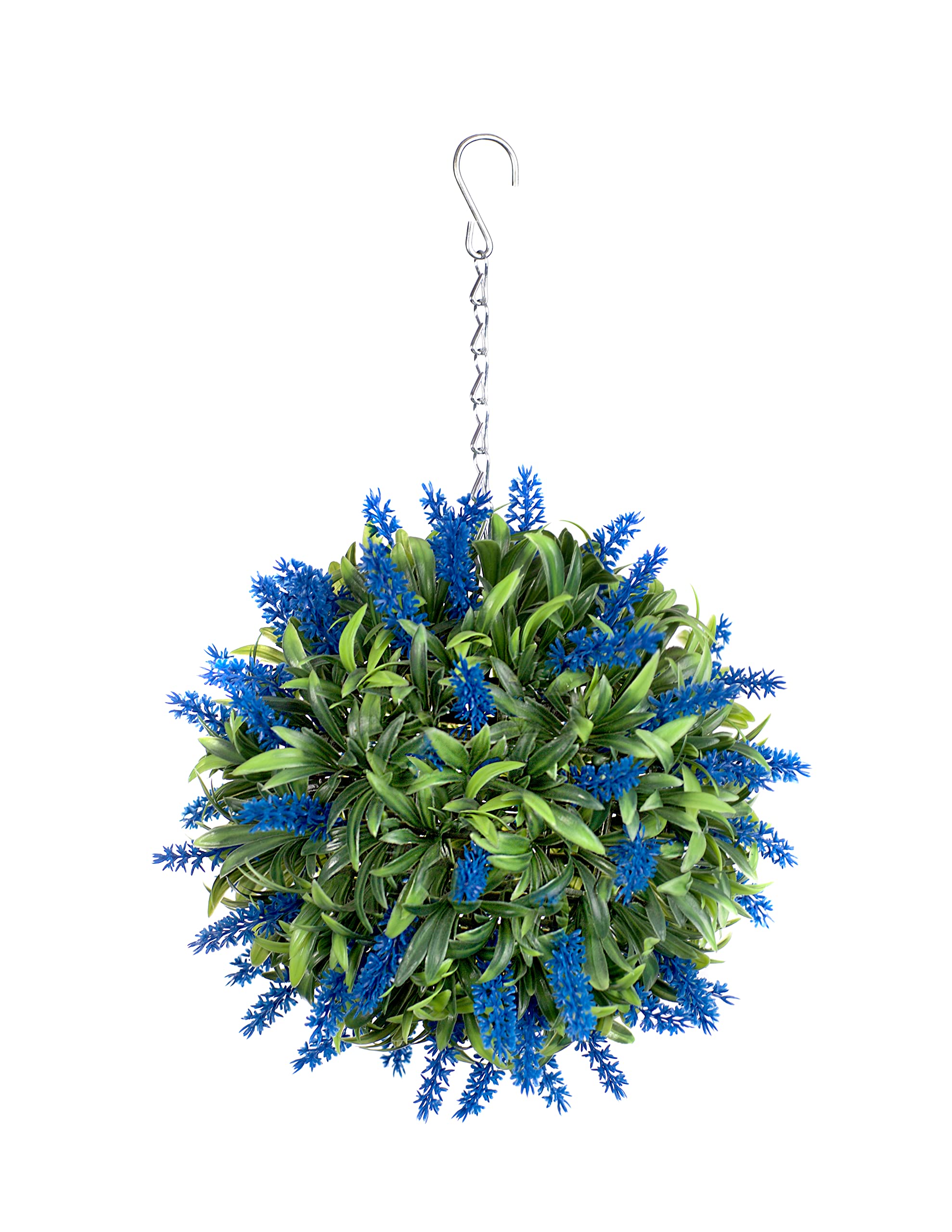 Best Artificial Blue Lavender Lush Long Leaf Flower Topiary Ball (24Cm)
