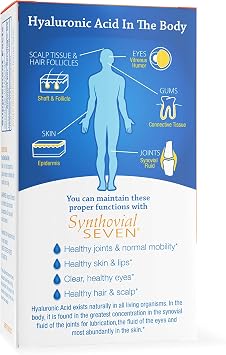 Hyalogic Synthovial Seven Liquid Hyaluronic Acid Vegan Oral Joint & Skin Supplement, High Molecular Weight, Pure Hydration Support Supplements, 1 oz