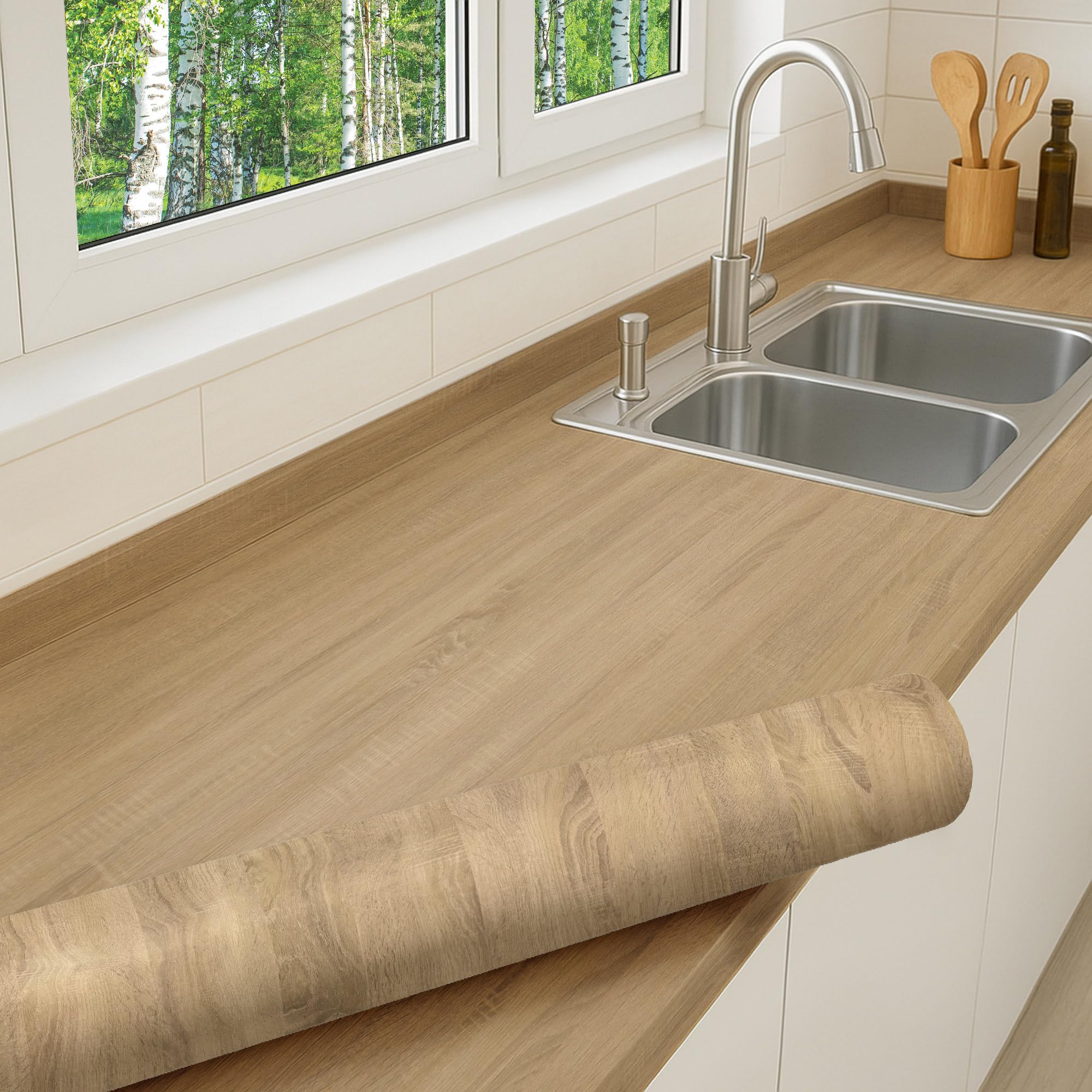 DIMEX Self-Adhesive Furniture Decorative Kitchen Cabinet Table Medium Oak Columbia Roll 90 x 210 cm