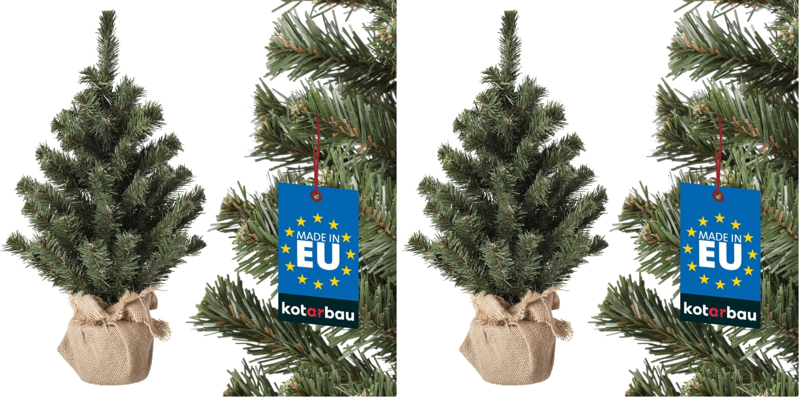 KOTARBAU® Künstlicher Weihnachtsbaum Deko Klein 50 cm mit Jute Weihnachtsbaumständer Mini Tannenbaum Künstlich Christbaum Christmas Tree (Packung mit 2)