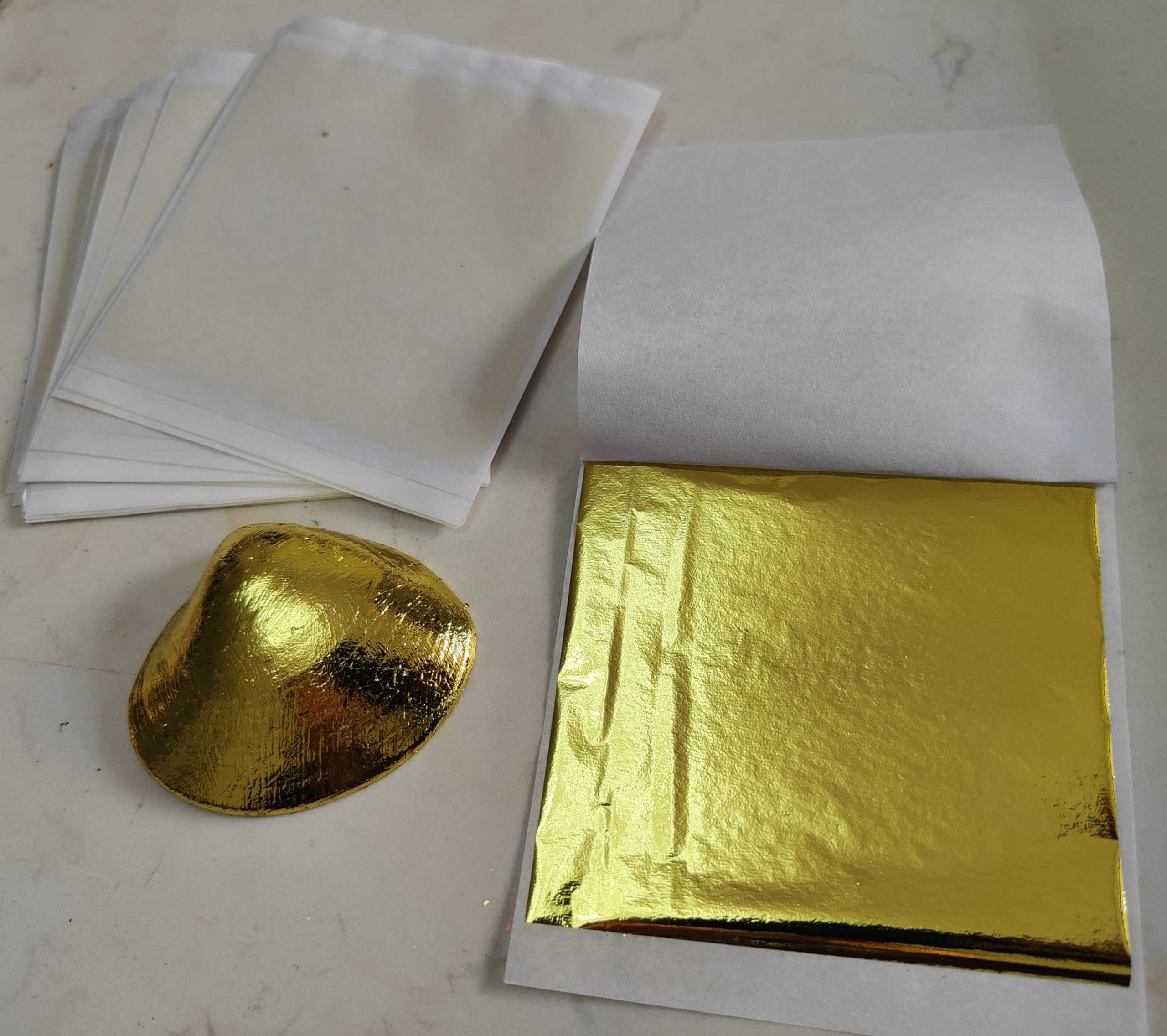 Gold Foil Leaf 7 Colors 100 or 700 Sheets Metal Leaf Foil for Arts Decoration,DIY Crafts,Paintings,Nails,Furniture Decoration,3.15 by 3.15 Inches Gold Leaf Sheets (Yellow 100 Sheets)
