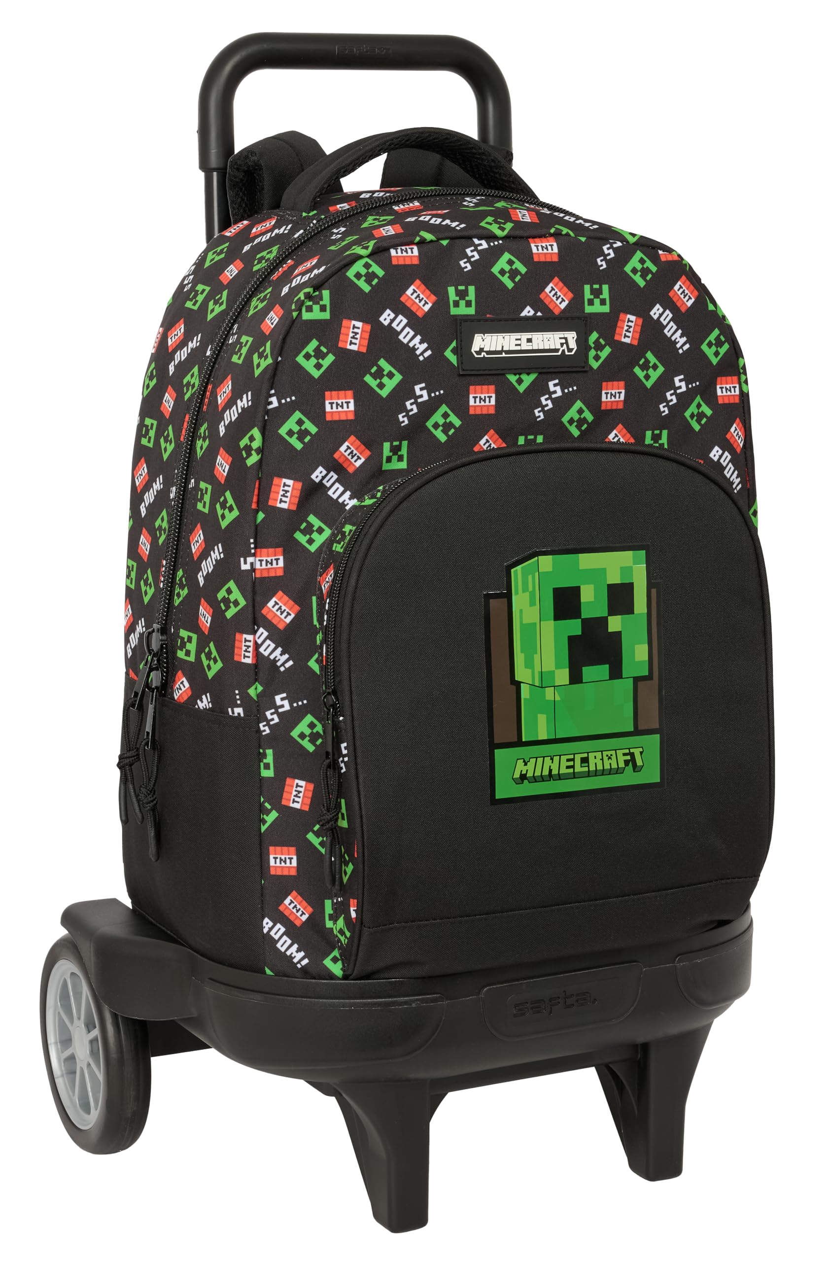 MINECRAFT - Mochila Grande con Ruedas, Compact Evolución, Extraíble, Ideal para Niños de Diferentes Edades, Cómoda y Versátil, Calidad y Resistencia, 33x22x45 cm