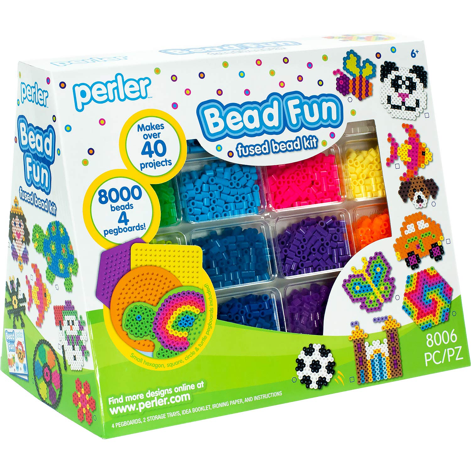 Perler Activity Kit and Storage Trays, 8000 Beads + pegboards, 8006 pcs