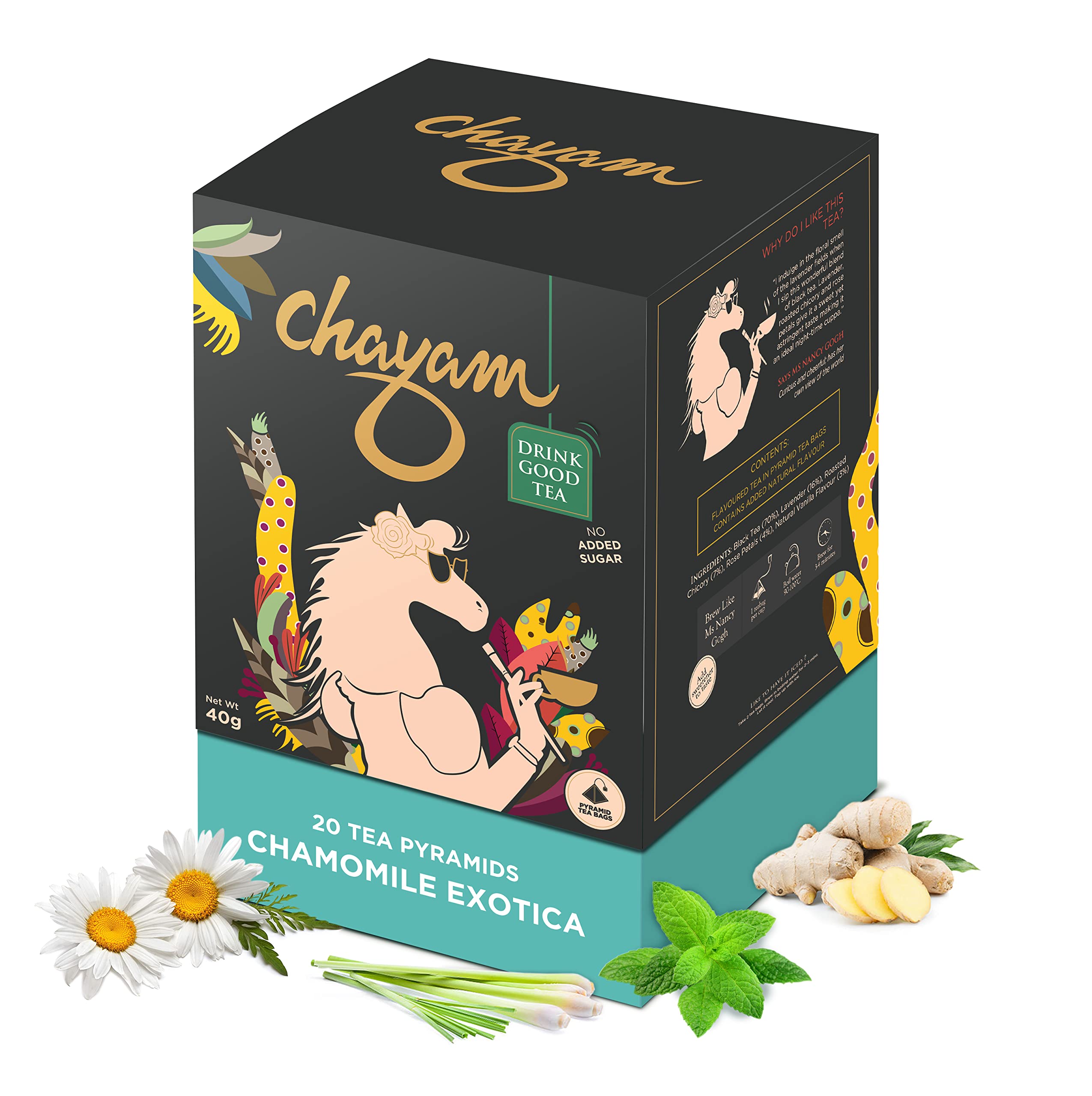CHAYAM Chamomile Tea with Green Tea and Peppermint | 20 Tea Bags, Pack of 1 | Pure Chamomile Flowers | For Stress Relief, Good Sleep | 100% Natural Whole Leaf Tea (B08M6CP872) Amazon Price History, Amazon Price Tracker