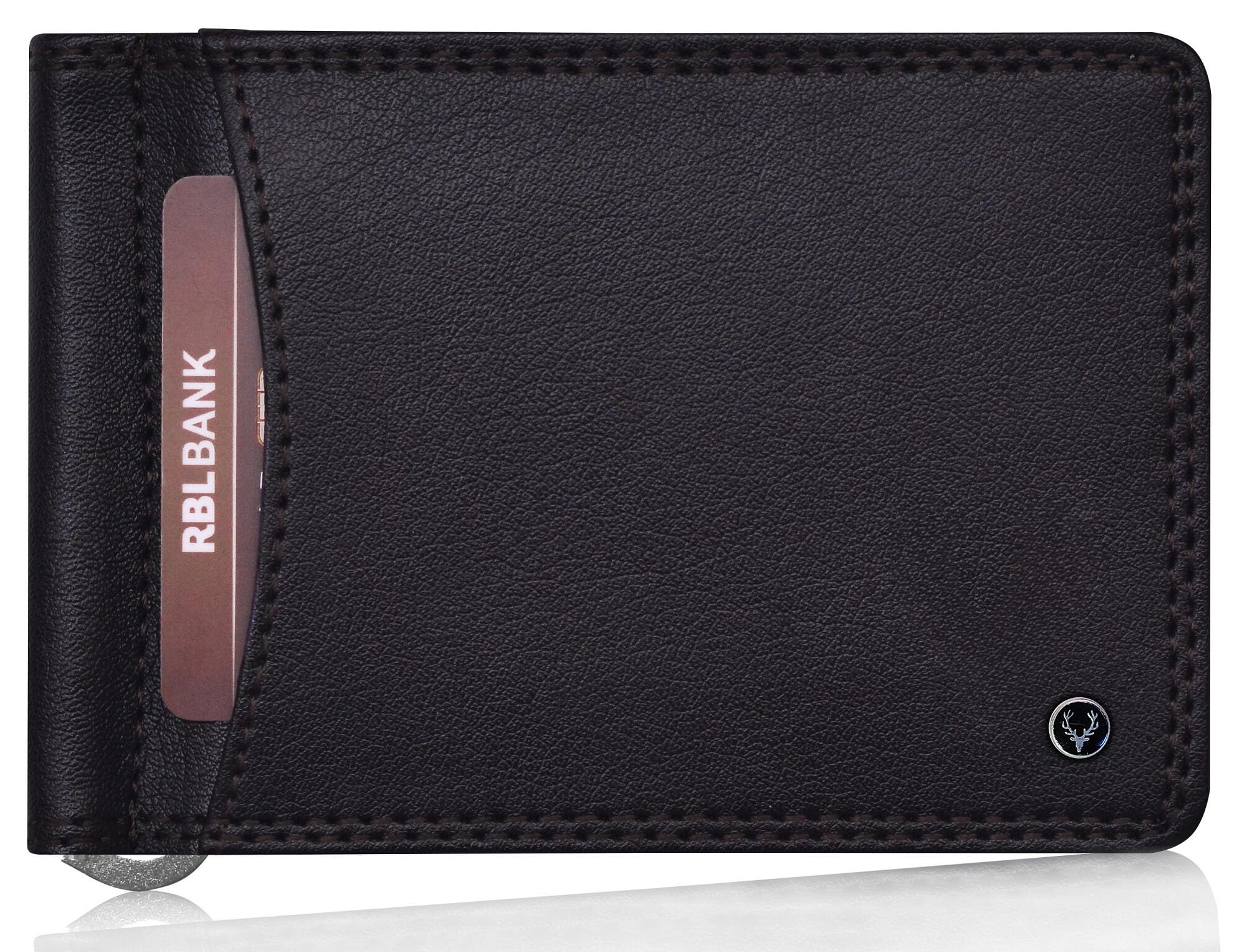 Allen Solly Mens Money Clip Leather Bi Fold Slim Wallet