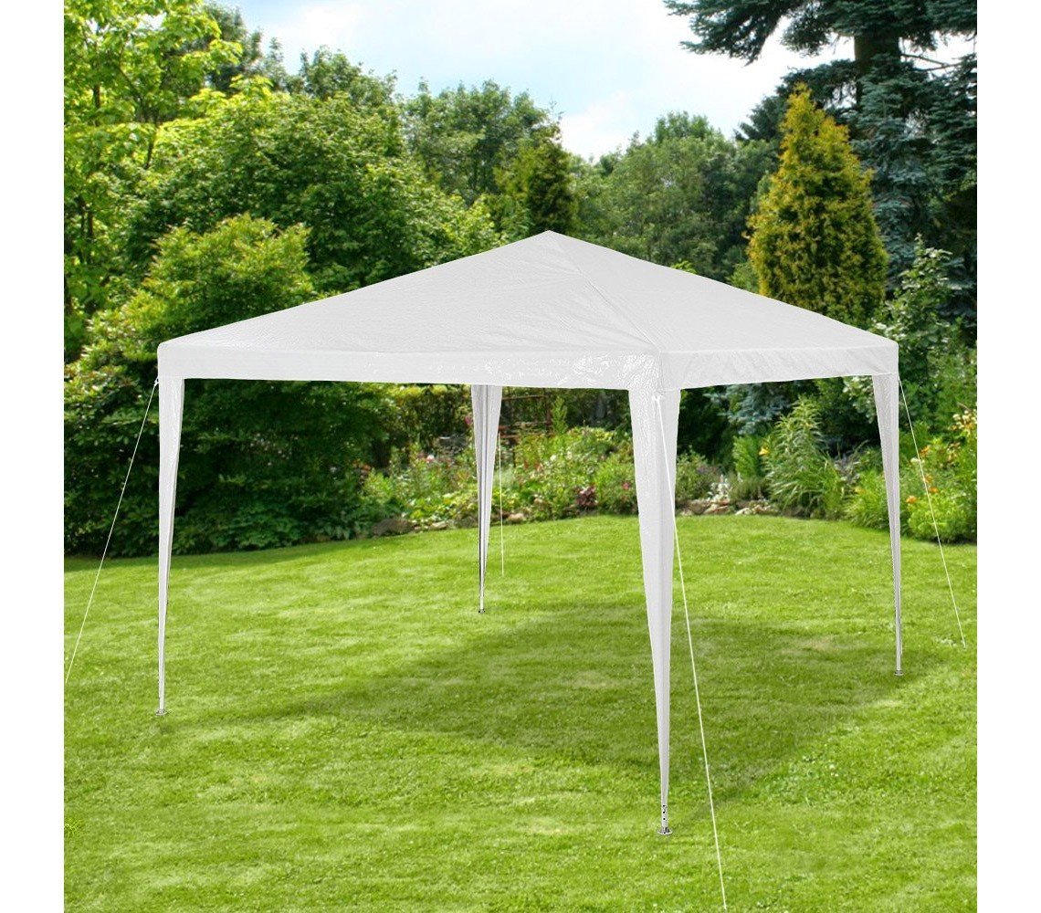 mws GR-DL-G7006 Gazebo da Giardino di Colore Bianco 3 x 3 Metri Telaio in Acciaio