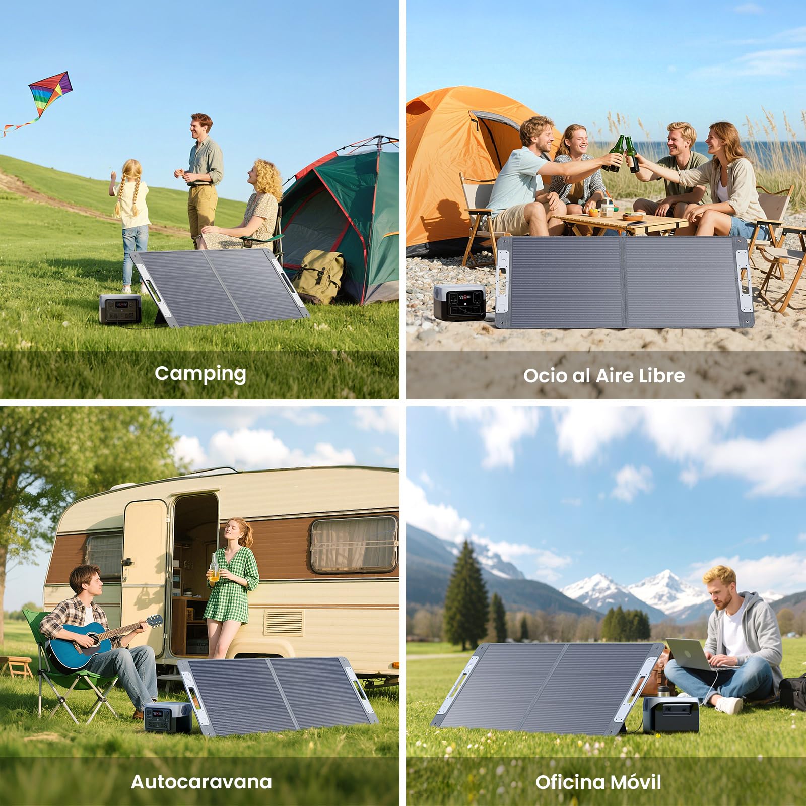 Panel Solar Portátil 110W 19.8V, Ligero y Plegable Panel Solar Monocristalino,N-Type 16 Busbars, Salidas USB-A 3.0 y Type-C, Ideal para Camping, Pesca,Senderismo y Caravaning