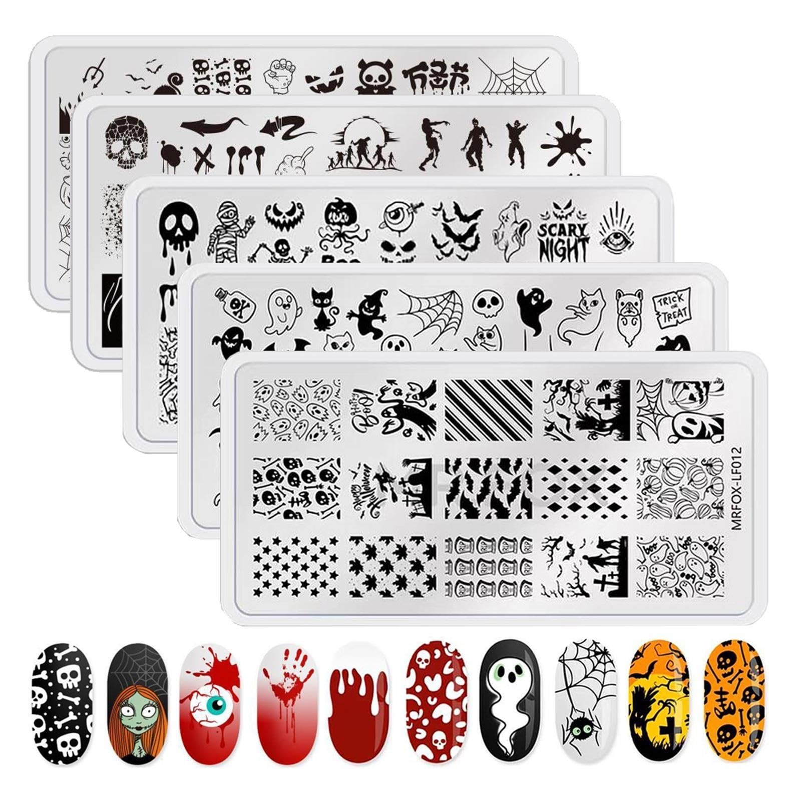 Placas Estampacion Uñas Juego de 5 placas for estampado uñas Halloween