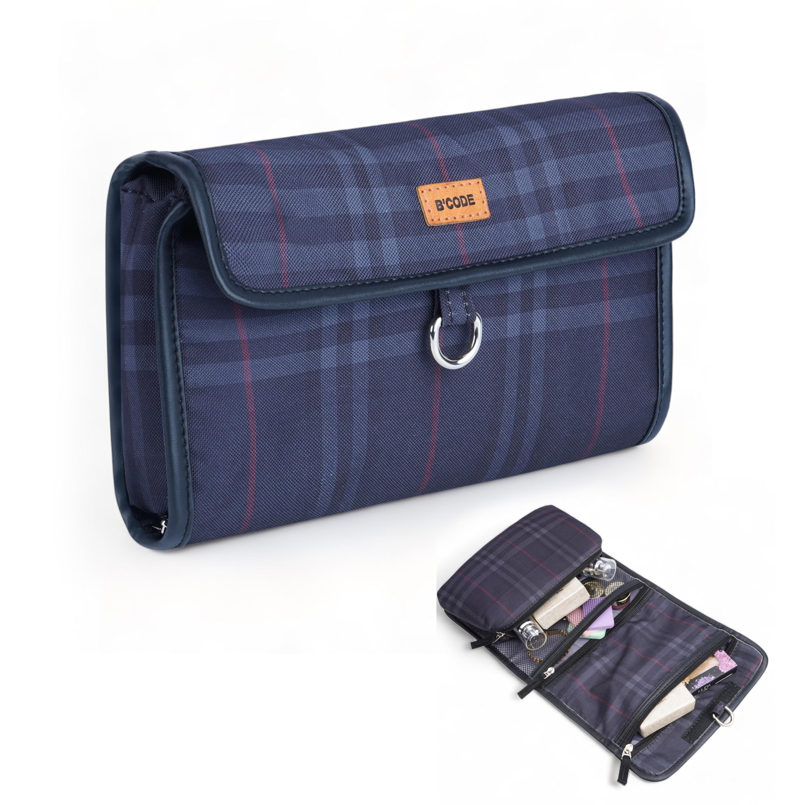 Just Right Foldable Travel Hanging Bag | Compact Organizer for Travel Essentials | Poly Canvas Waterproof Toiletries Luggage Travel-Kit | Black-image-16