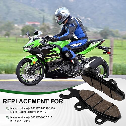 Miniatura 5 de Yerbay Pastillas de freno delanteras y traseras para Kawasaki Ninja 400 EX400 2018-2021Ninja 250 EX250 2008-2012Ninja 300 EX300 2013-2016Ninja 125