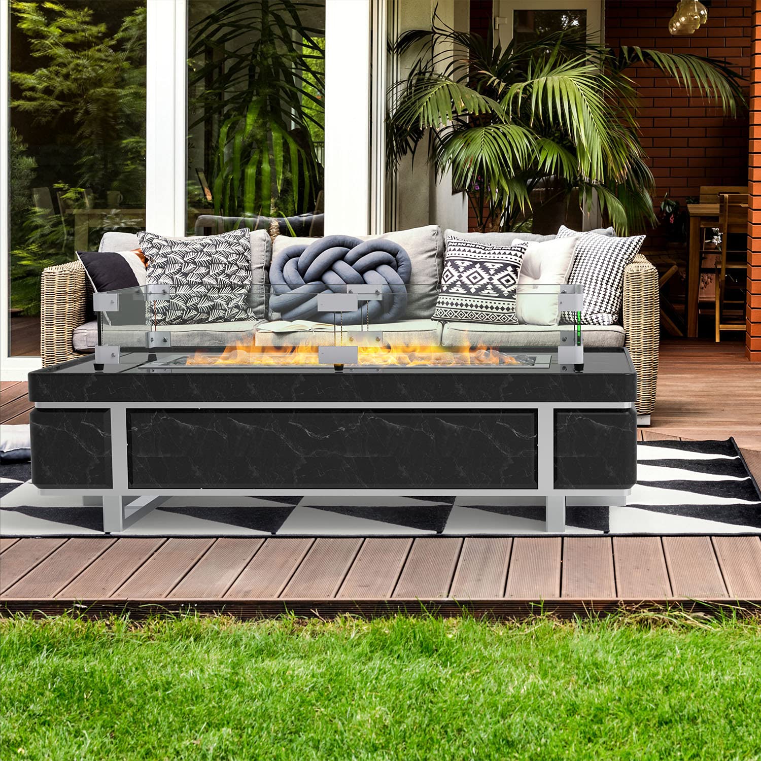 Buy BQMAX 41.5" x 17.5" Fire Pit Glass Wind Guard Rectangular, 5/16