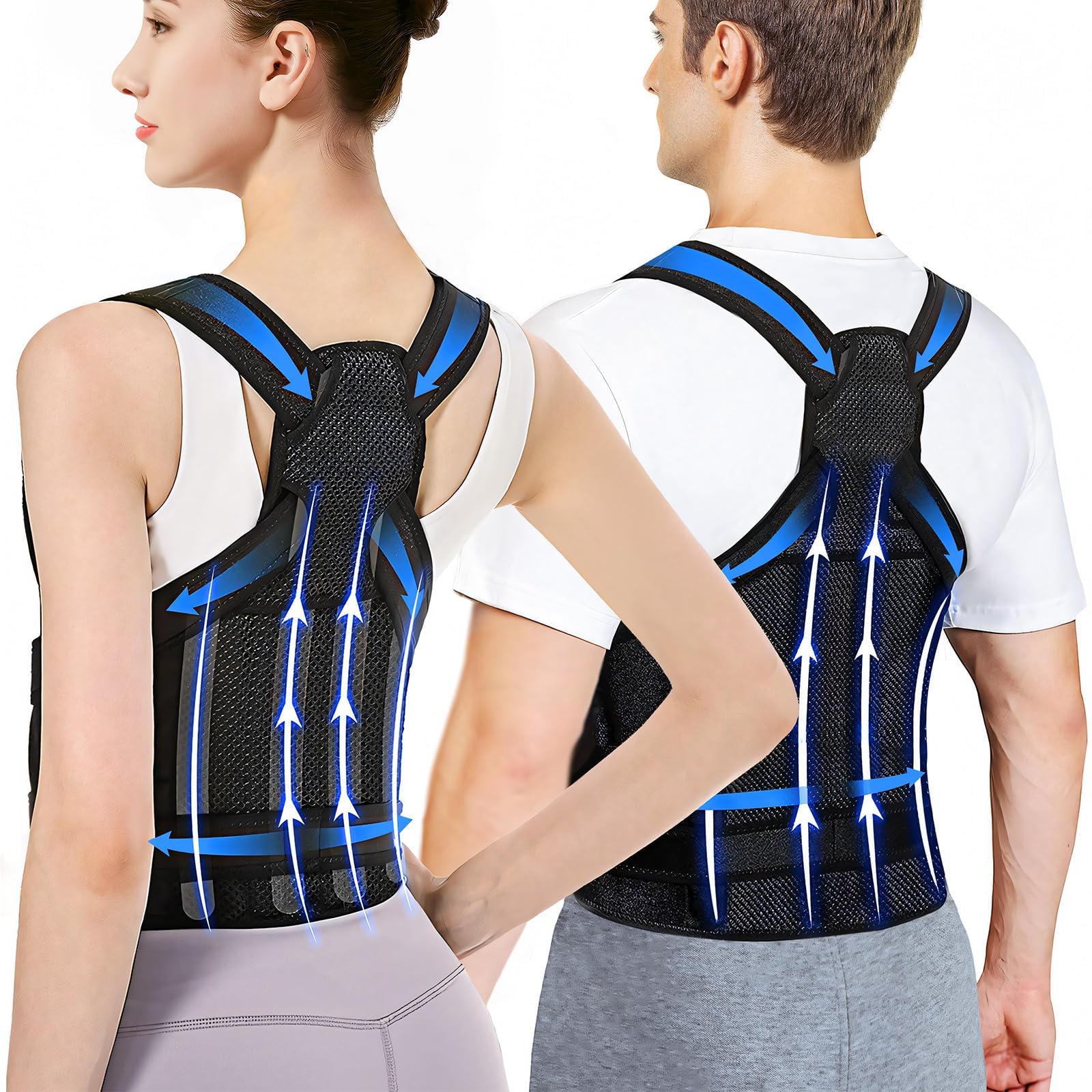 Corrector de postura para espalda recta, corrector de postura para mujer y hombre, soporte recto de espalda, ajustable para aliviar el dolor de espalda, escoliosis y cifosis
