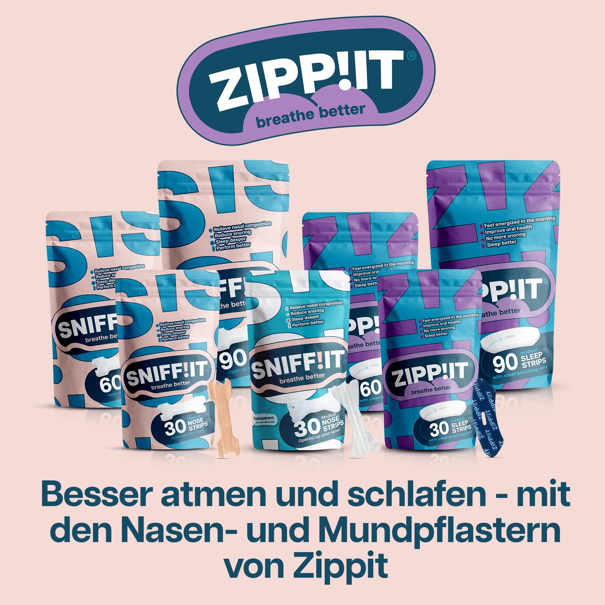 Sniffit Strisce Nasali Trasparenti Anti-Russamento – 180 Pezzi. Migliora la Respirazione nel Sonno & Sport – Cerotti Nasali per Dormire Meglio & Respirare Facilmente.