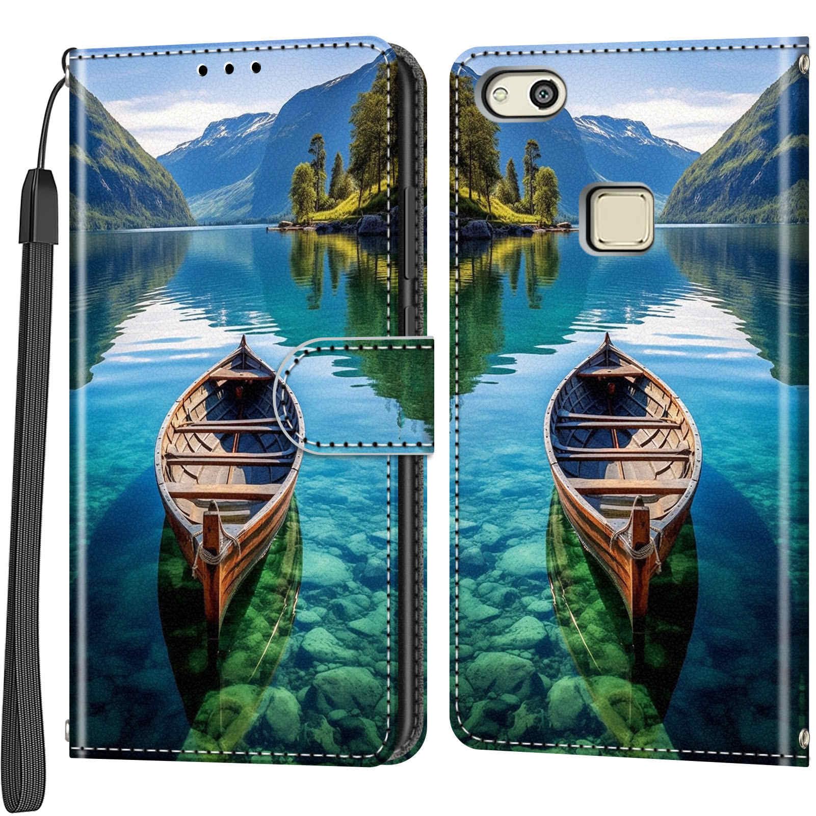 Custodia Portafoglio In Pelle Per Huawei P10 Lite - Con Slot Carte, Chiusura Magnetica, Supporto Regolabile, Colore Artico - 2