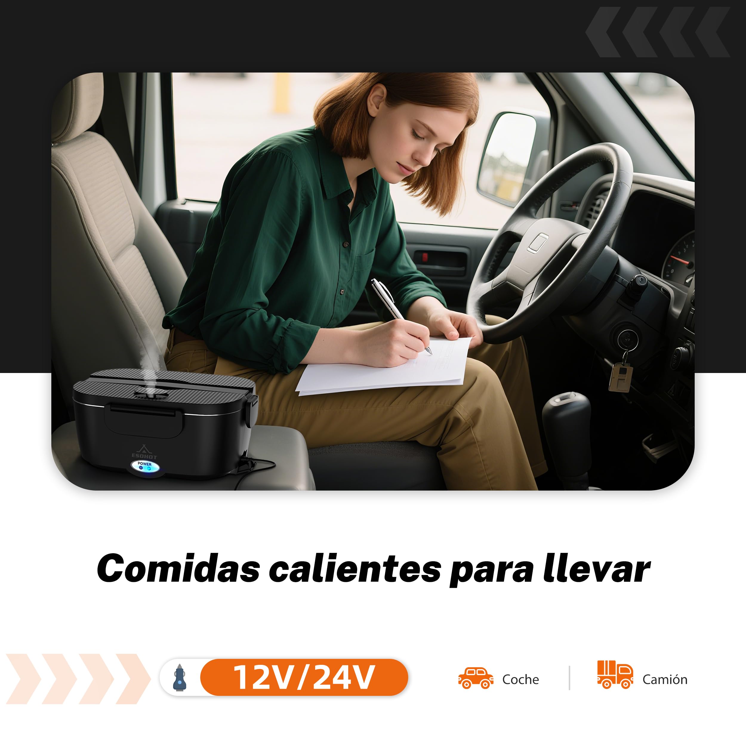 Fiambrera Electrica,120W Taper Electrico para Comida Calentamiento Ultrarrápido 3 en 1 Lonchera Electrica Trabajo 12V/24V/230V Para Viajes, Trabajo, Coche, Camión (1,5L x 2)