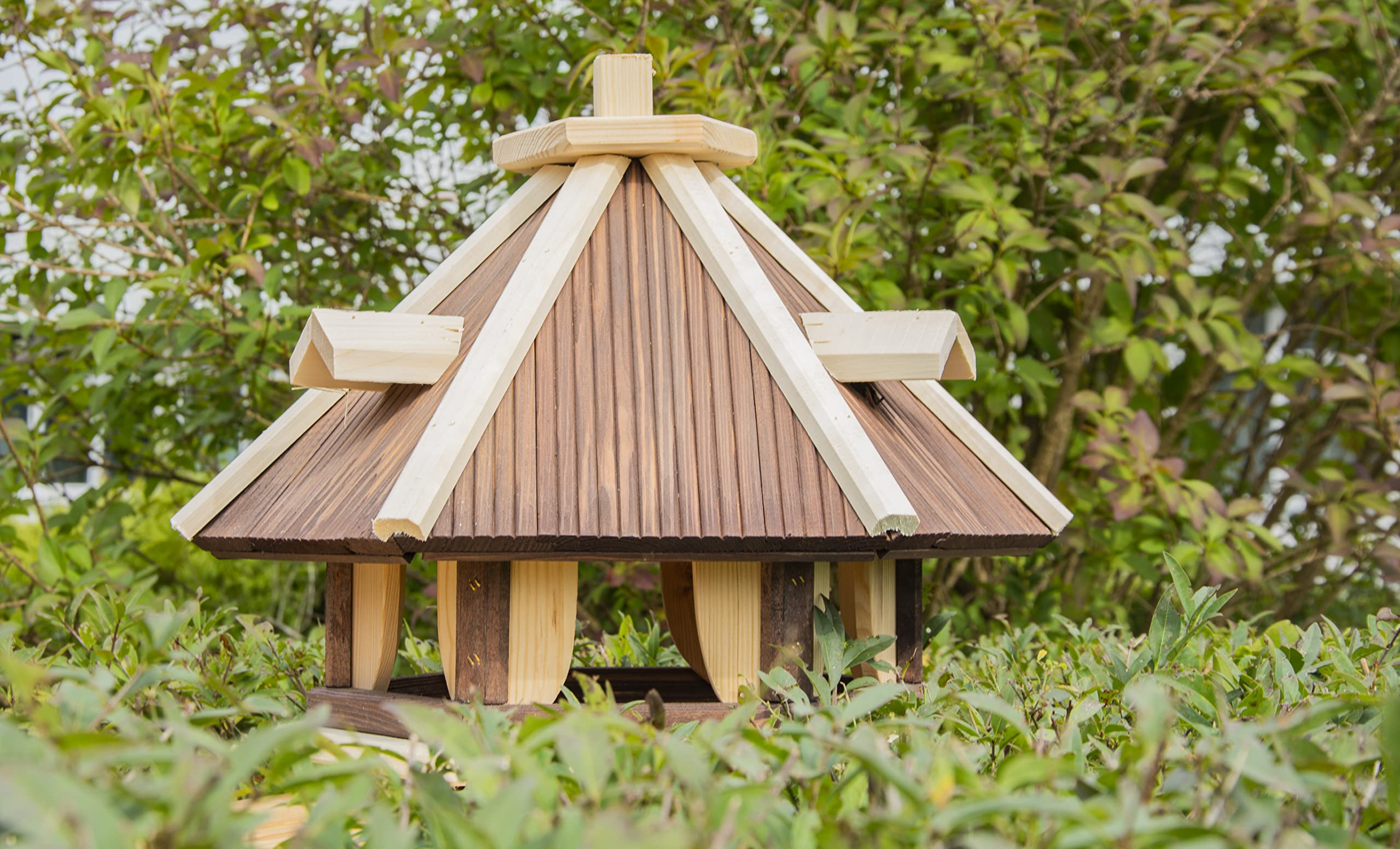 Vogelhaus zum Aufhängen - Vogelfutterhaus ohne Ständer - Futterhaus für Vögel - Vogelhäuser aus Holz - robuster Vogelhäuschen für Garten und Balkon - 40x34x39 cm