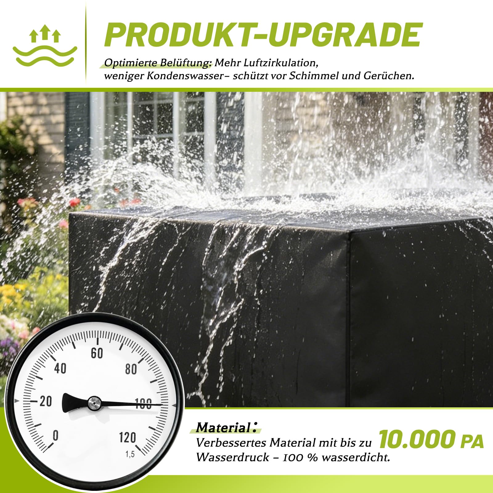 Copertura Per Mobili da Giardino Impermeabile 420D Oxford Quadrato 270x180x89cm Nero