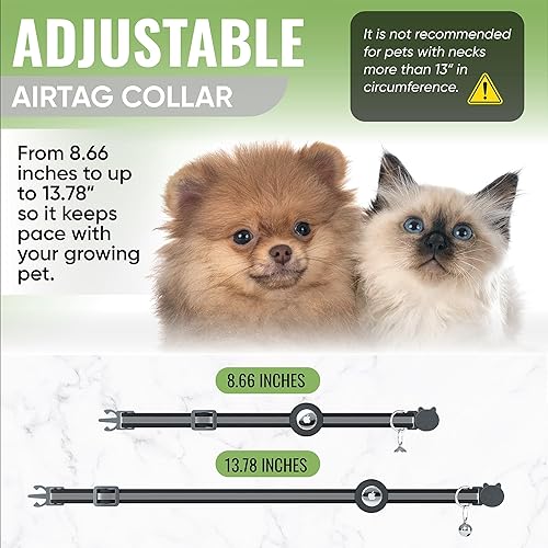 Miniatura 7 de Airtag - Collar de gato con banda reflectante y soporte para AirTag - Collar ajustable impermeable para mascotas con hebilla de liberación de
