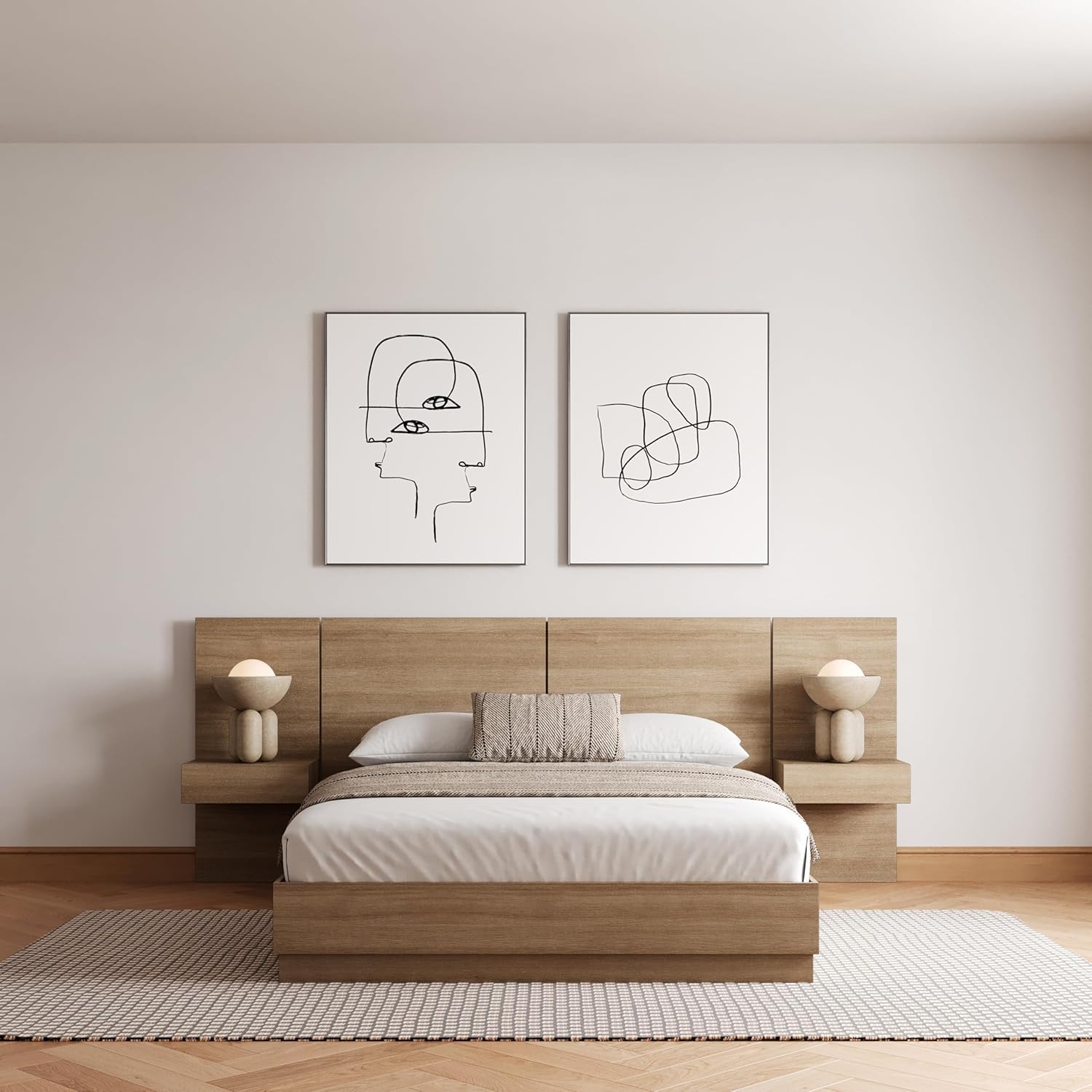Nexera Milano Full Platform Bedroom Set in a room setting with mattress and decor