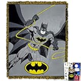 DC Comics Batman Fleece Blanket for Kids - Bundle Sherpa Throw, Stickers, Phone Wallet, and More | Batman Blanket Size 40x50 (Black/Yellow)