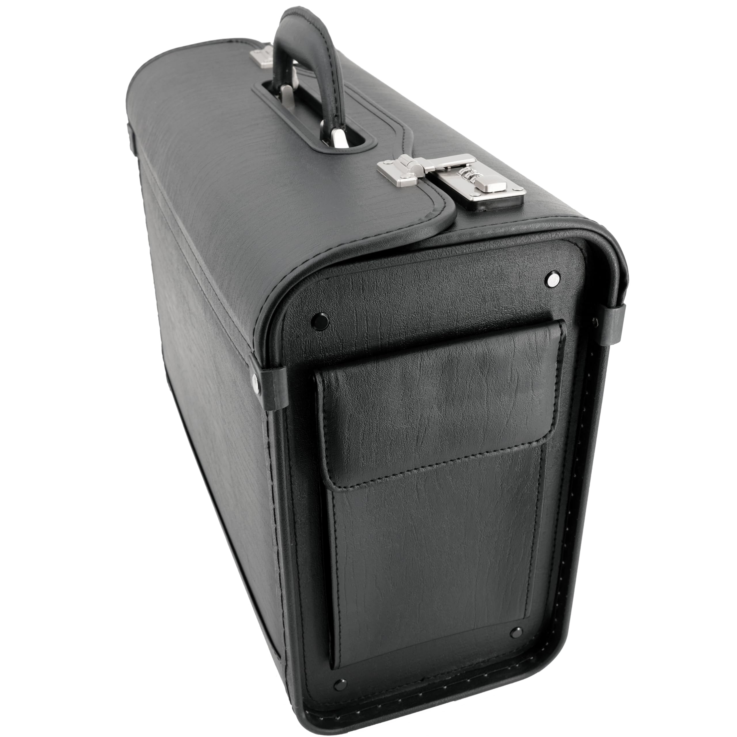 Alassio 45028 - Pilotenkoffer GENOVA, aus strapazierfähigem Lederimitat, ca. 46 x 35 x 20,5 cm, schwarz