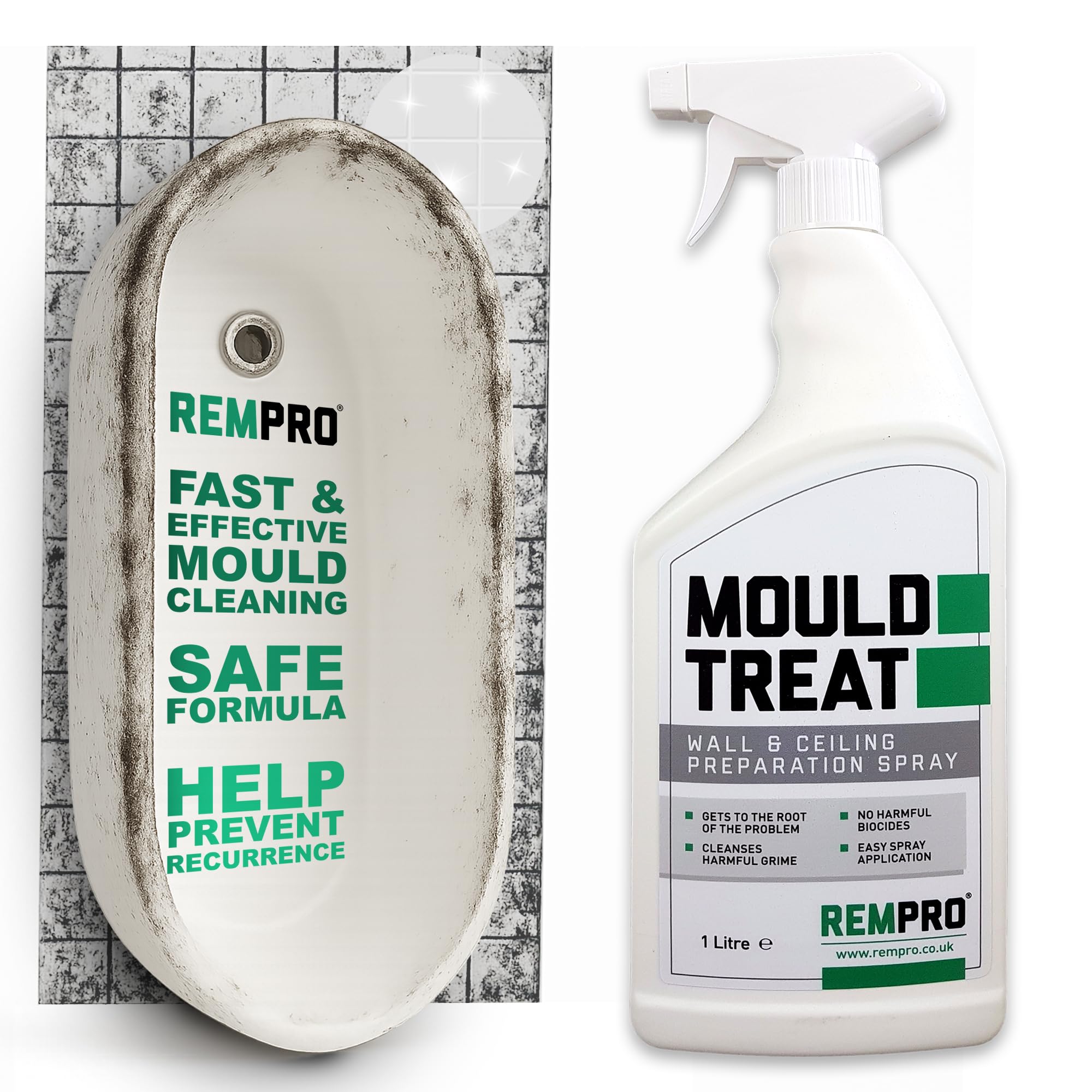 Rempro 1Ltr Anti Mould Spray,Mould Treat Wall & Ceiling Preparation Spray – Safe, Anti Mould & Mildew, Removes Mould Stains from Walls, Tiles, Bathroom Seals & More – Ready-to-Use