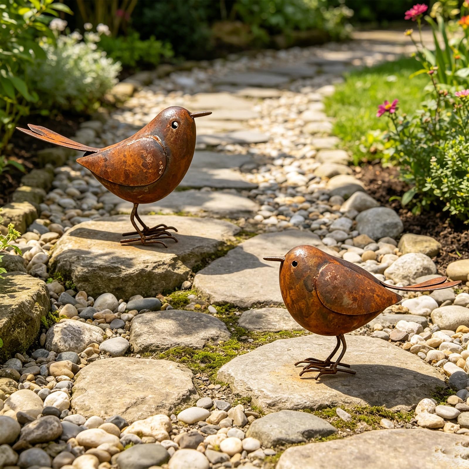 Gartenstecker Rost,2 Stück Vögel Gartenstecker,Rost Vogel Gartendeko für Draußen,Dekorative Gartenpfähle,Rostdeko Gartendeko,Outdoor und Garten Vintage Singvogel,für Garten Terrasse Balkon Blumentopf