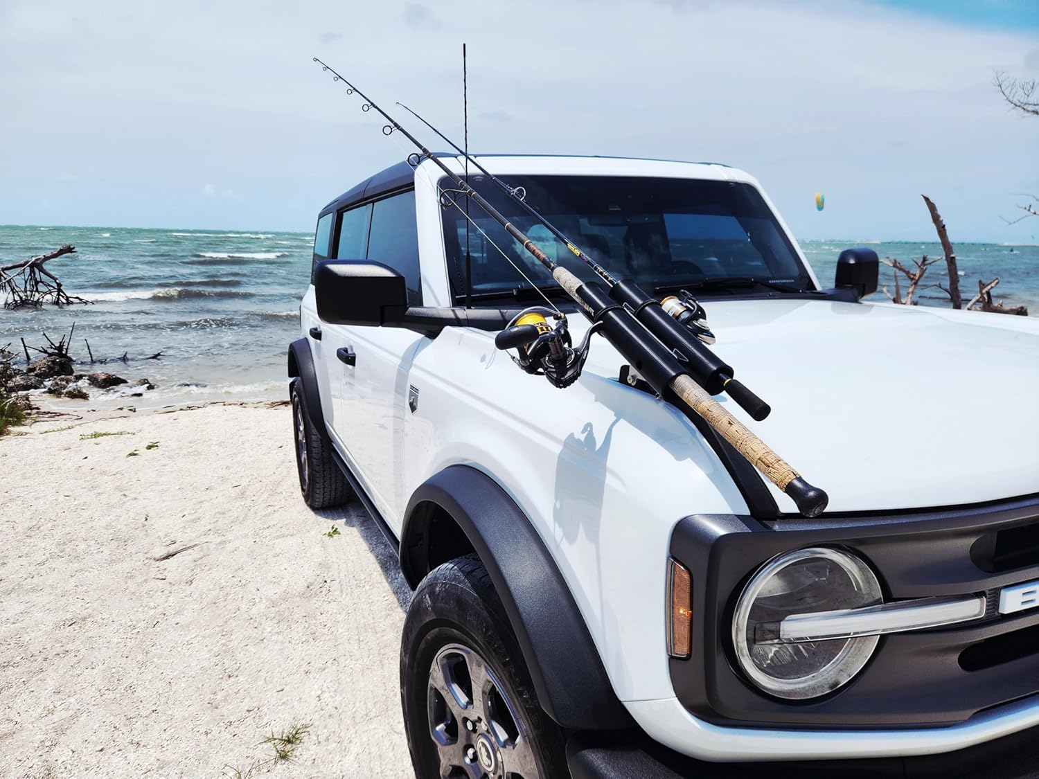 Fishing Rod Holder Kit for 6th Gen Bronco 2021+ Trail Sight, Stainless Steel, No-Drill Installation, Quick Release Mount