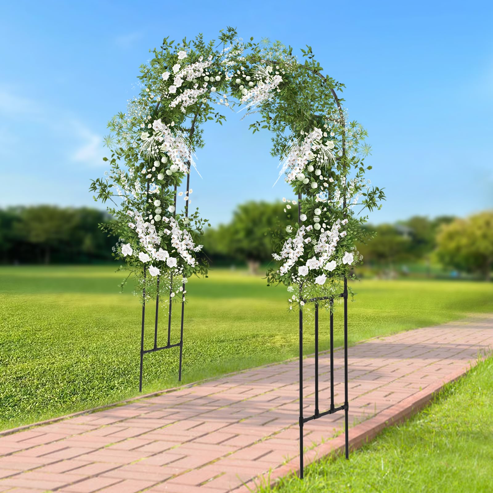Arco per rose in metallo, per tralicci, in acciaio rivestito in PE, 240 x 150 cm, per piante rampicanti e ortaggi