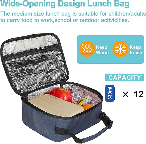 Miniatura 3 de esouler Lonchera Infantil Bolsa de Almuerzo Aislada para Niños y Niñas Resistente Lonchera para Escuela con Soporte para Botella de Agua - Azul