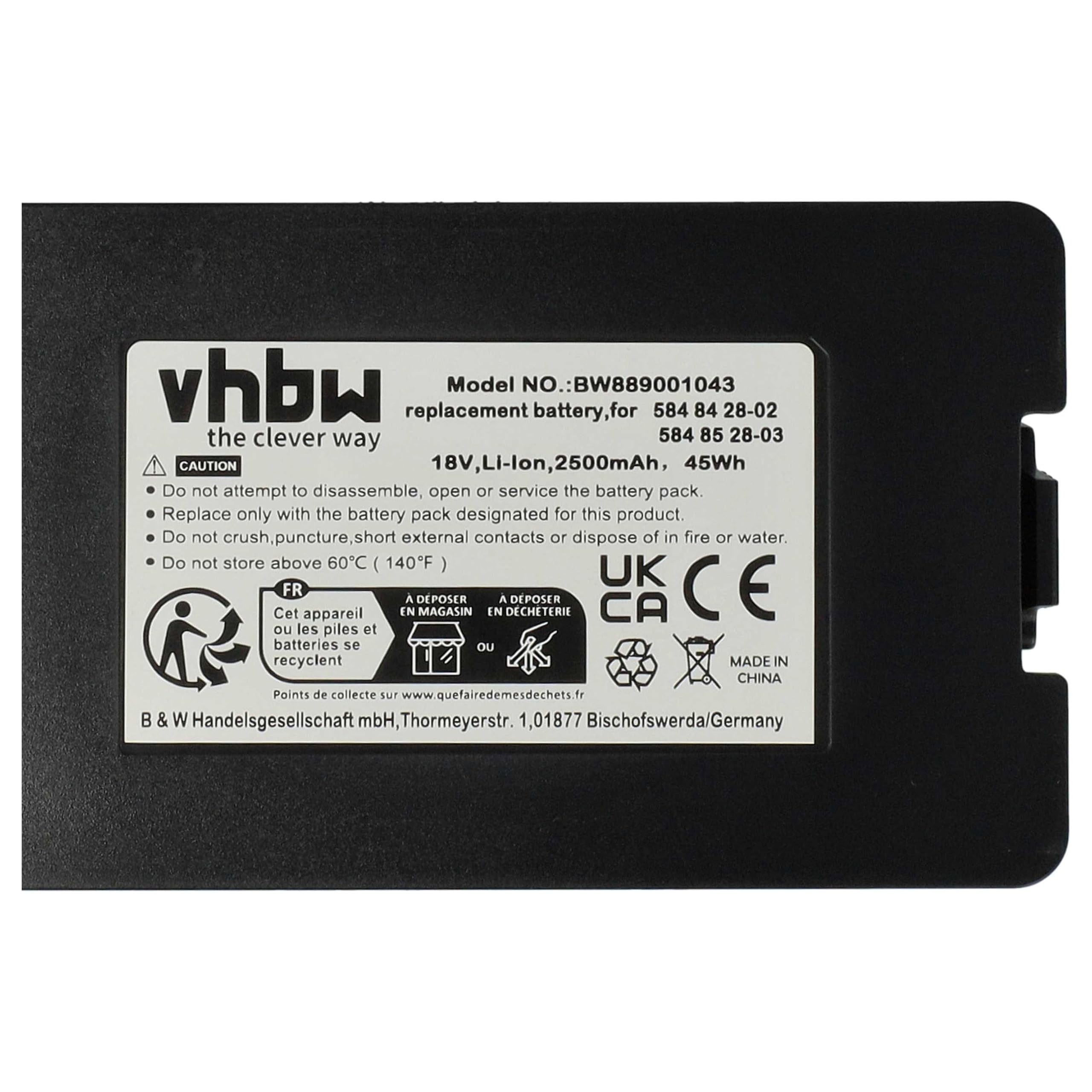 vhbw Batería Compatible con Gardena SILENO City 600m2 15010-20 Robot cortacésped 2500mAh 18V Li-Ion