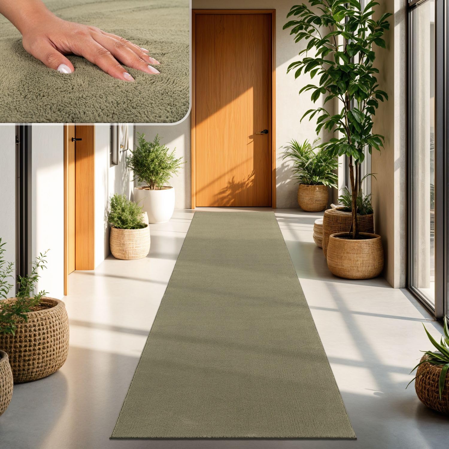 TT Home Wohnzimmer Teppich Kurzflor Anti-Rutsch Rückseite Unifarben Modern Waschbar