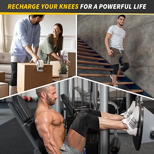 Miniatura 7 de CAMBIVO Rodilleras para dolor de rodilla, paquete de 2 mangas de compresión de rodilla, soporte de rodilla con estabilizadores laterales y