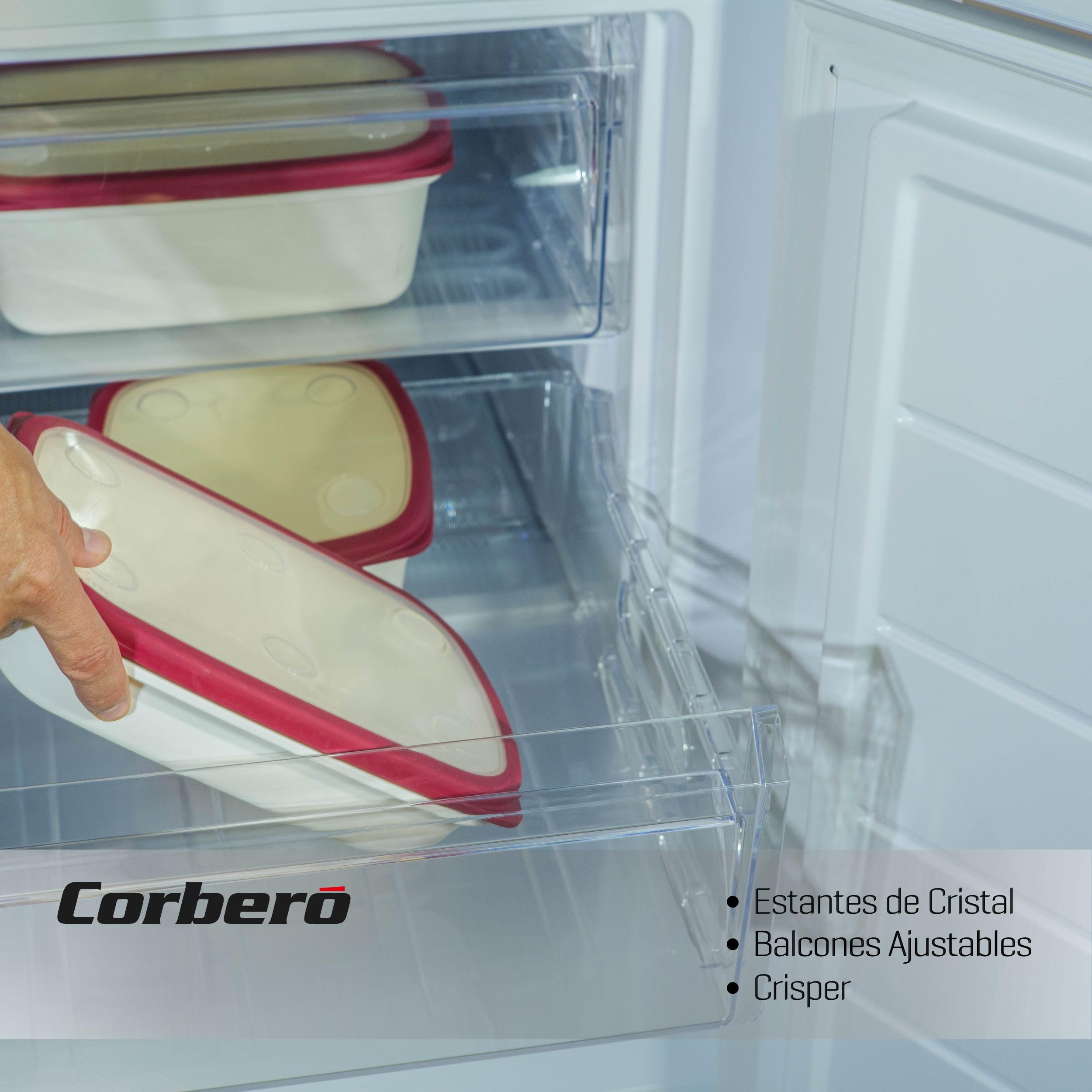 Corbero - Frigorífico Combi Estático | CCH1824EW | 262L | 180cm | Cajón Crisper | Luz LED | Estanterías Cristal | Hueveras y Cubiteras | Blanco — view 5