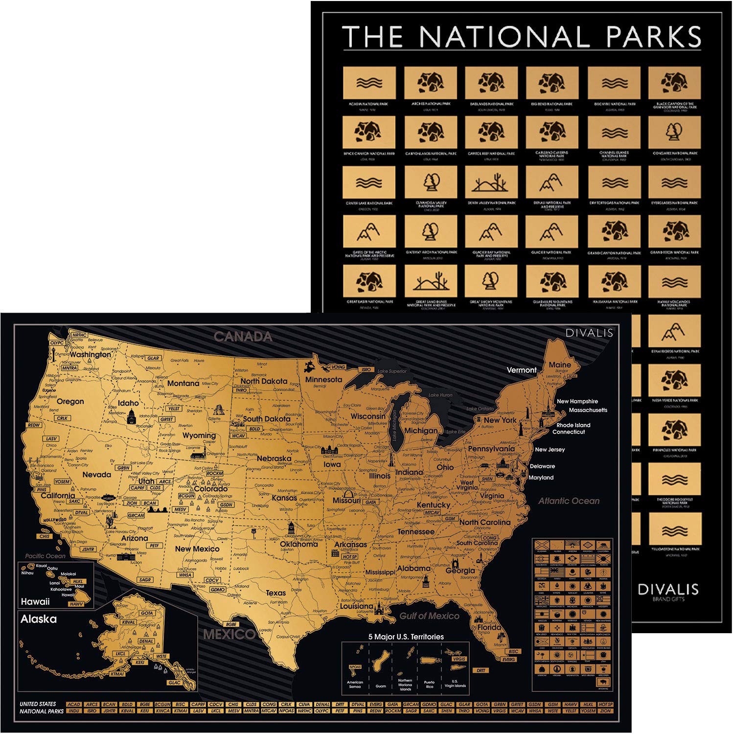 Buy 2 in 1 Gift Set Scratch Off US Map and 62 National Parks Poster