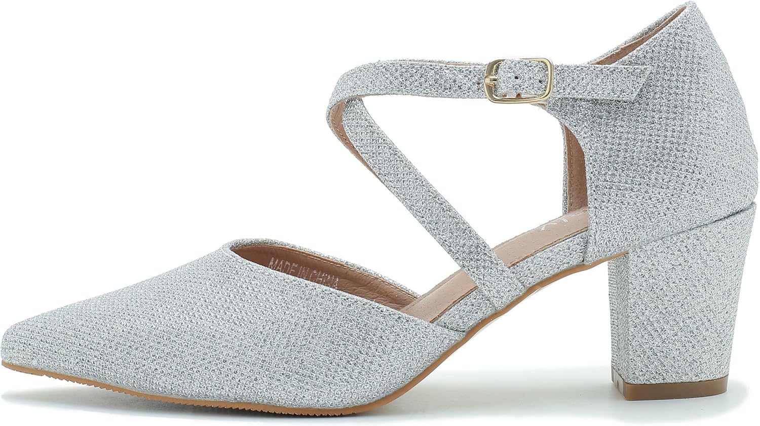 Women's Pointed Toe Pumps, Cross-Strap, Block Heel Dress Shoes - Image 6