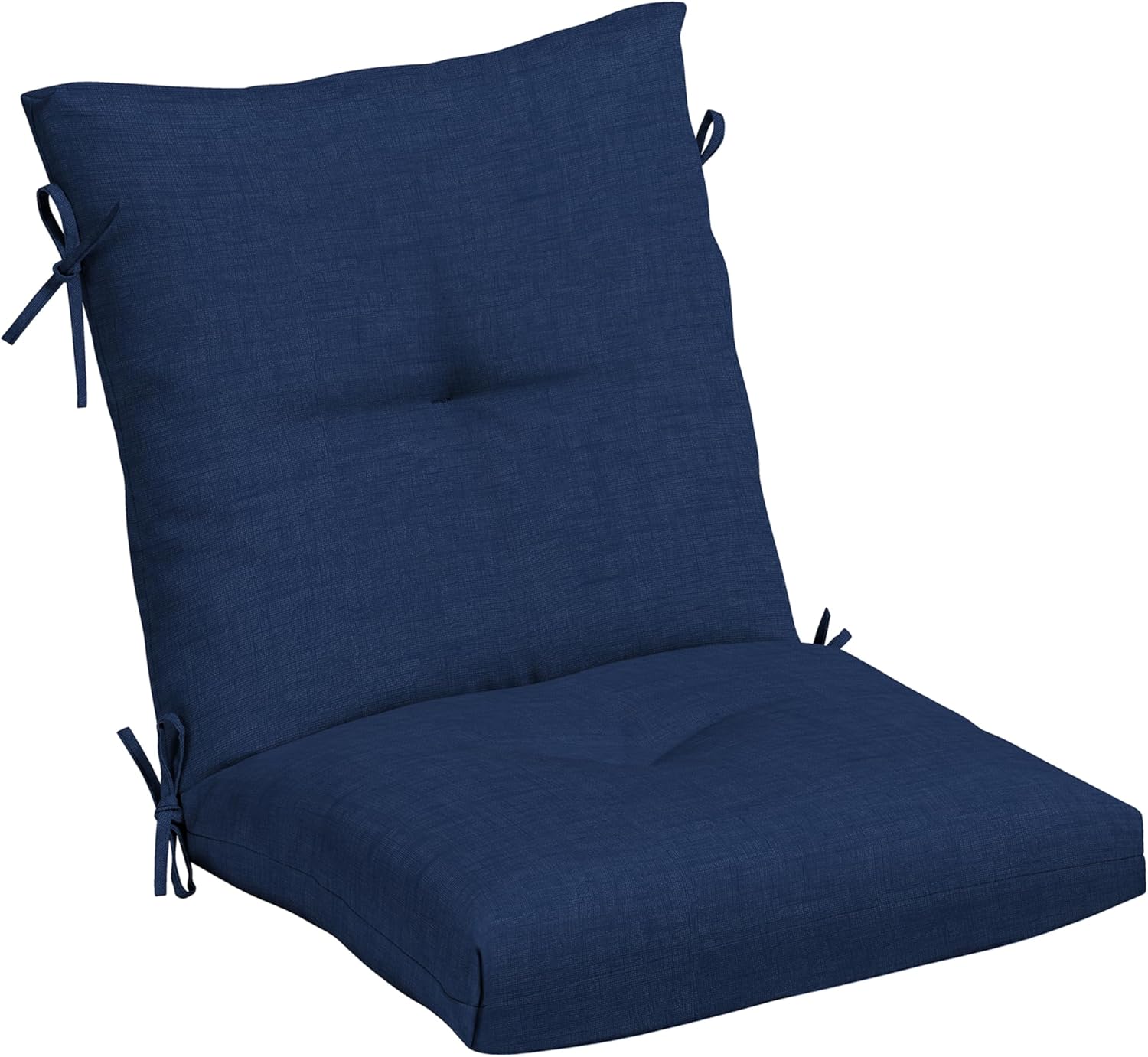 Arden Selections Outdoor Plush Modern Tufted Blowfill Dining Chair Cushion, 21 x 40, Water Repellent, Fade Resistant, Tufted Cushion for Dining and Bistro Chairs, Sapphire Blue Leala