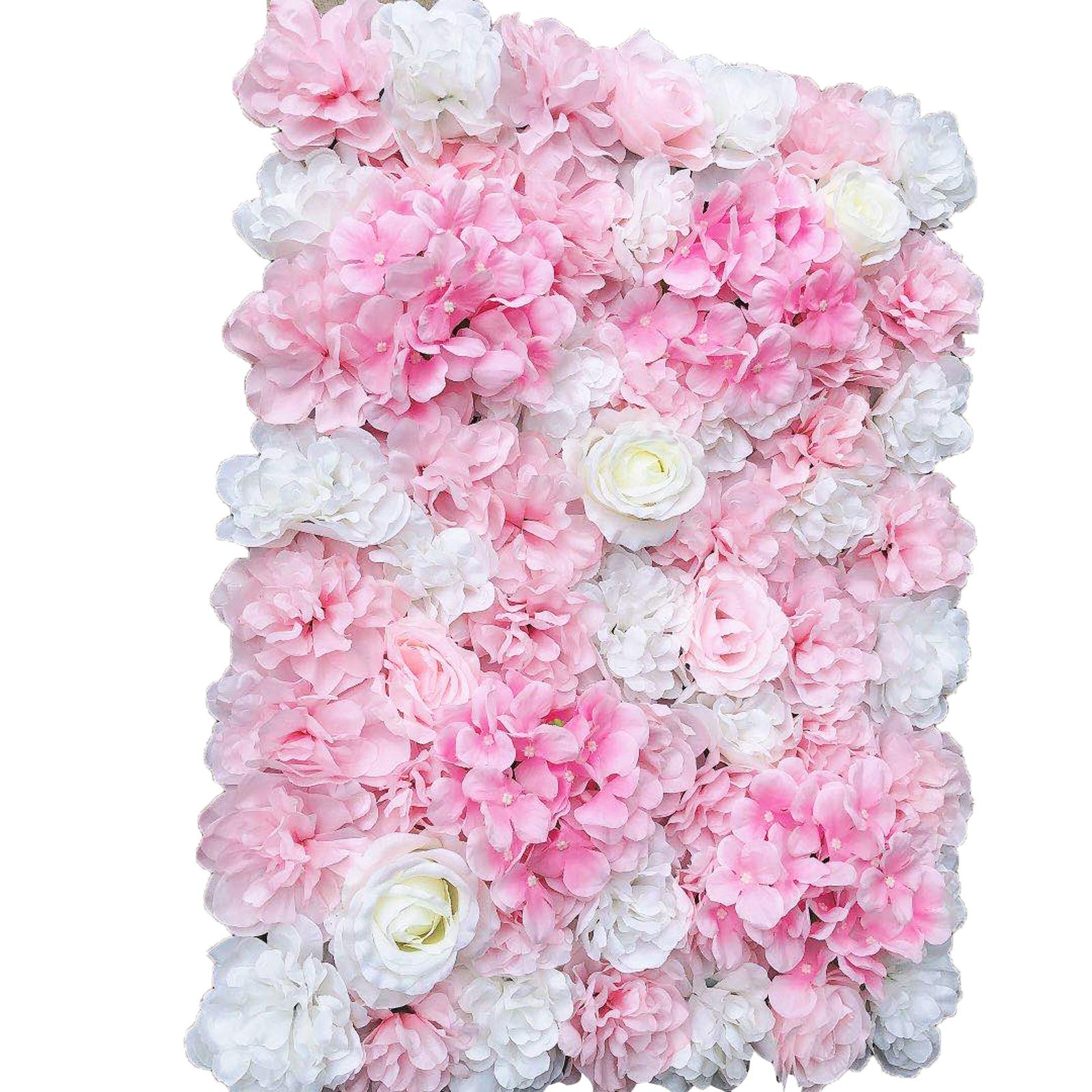 Paneles de flores artificiales para pared con diseño floral romántico, decoración del hogar, boda, fiesta, fondo de fotos, 60 x 40 cm (estilo B, 12 unidades)