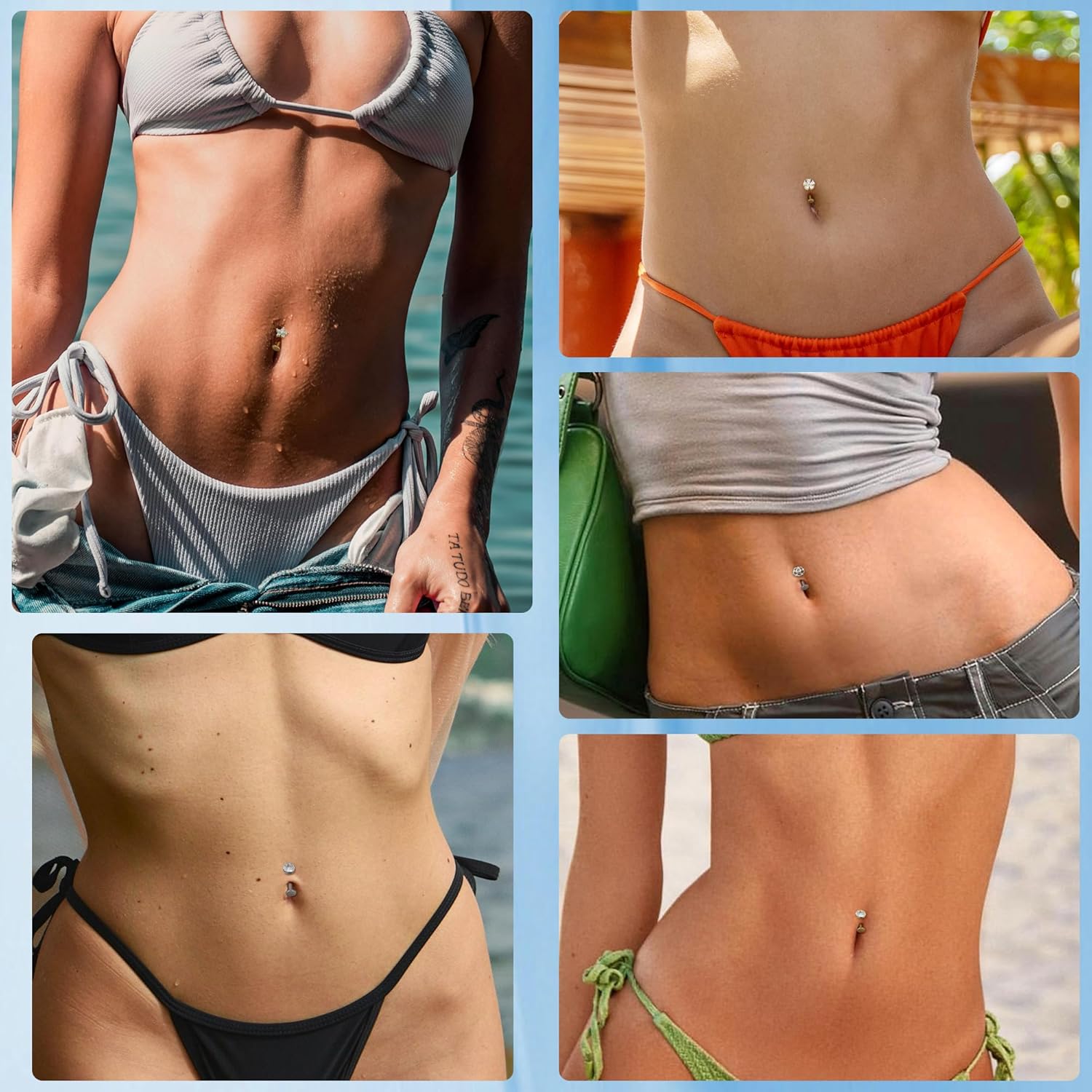 REVOLIA 5Pcs 14G Surgical Steel Floating Belly Button Rings for Women Flat Back Petite Belly Ring Opal Flower CZ Small Navel Rings Internally Threaded Belly Piercing Jewelry 8/10/12/14mm - Image 6