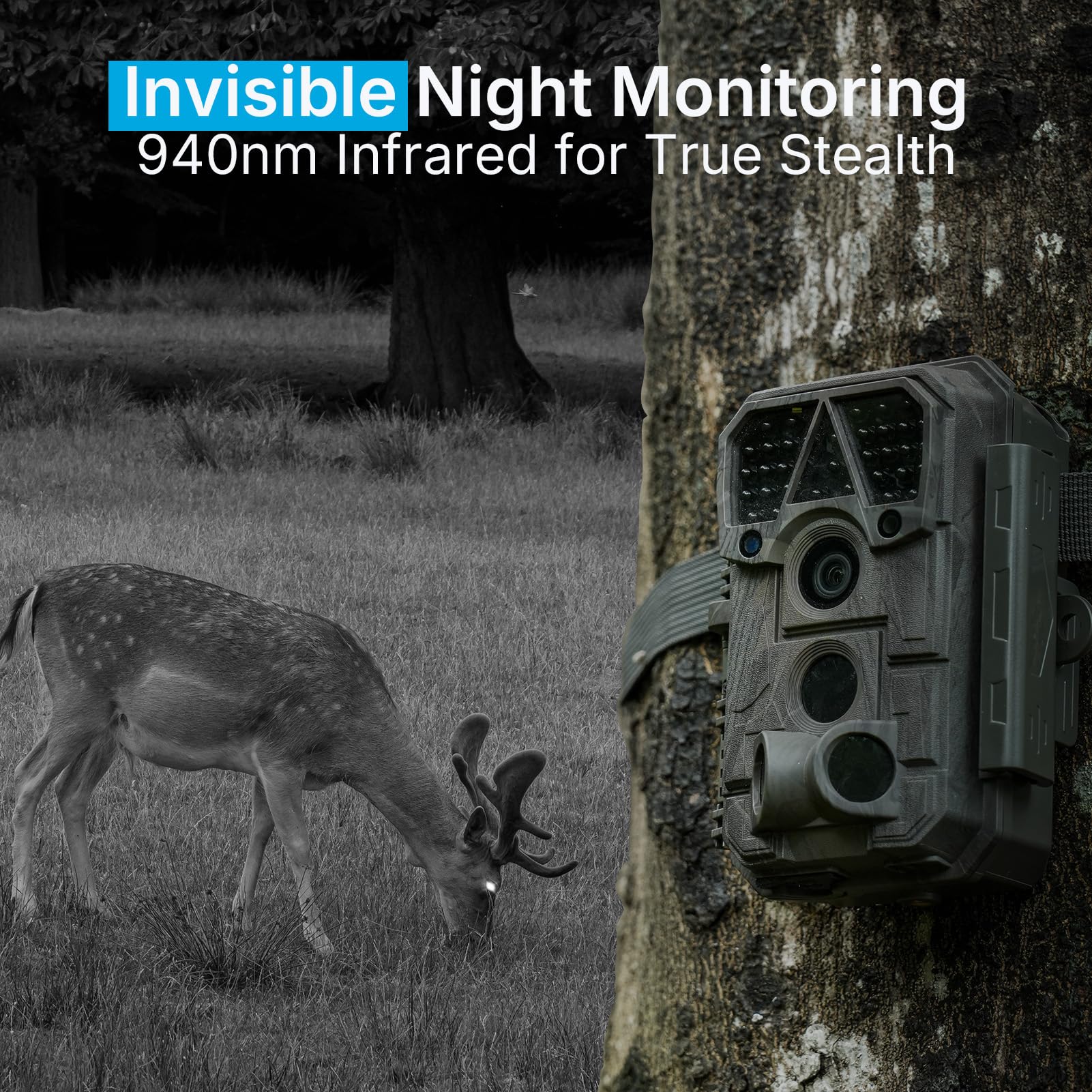 Meidase P70 Trail Camera, 64 MP 1296p, telecamere da gioco con visione notturna IR No-Glow IR, attivata dal movimento, impermeabile per animali selvatici cervi cam, caccia