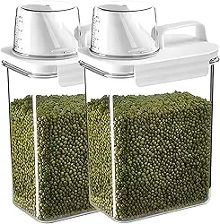 Pote Hermético Dispenser 2,5L com Tampa com Trava e Copo Medidor BPA Free Premium – Ideal para Armazenar Sabão em Pó, Arroz, Grãos e Mantimentos, Organização Completa da Cozinha