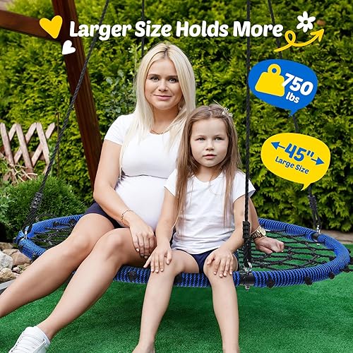 Miniatura 3 de Trekassy Columpio para árbol de telaraña de 45 pulgadas, 750 libras, para niños y adultos, marco de acero al aire libre con platillo giratorio,