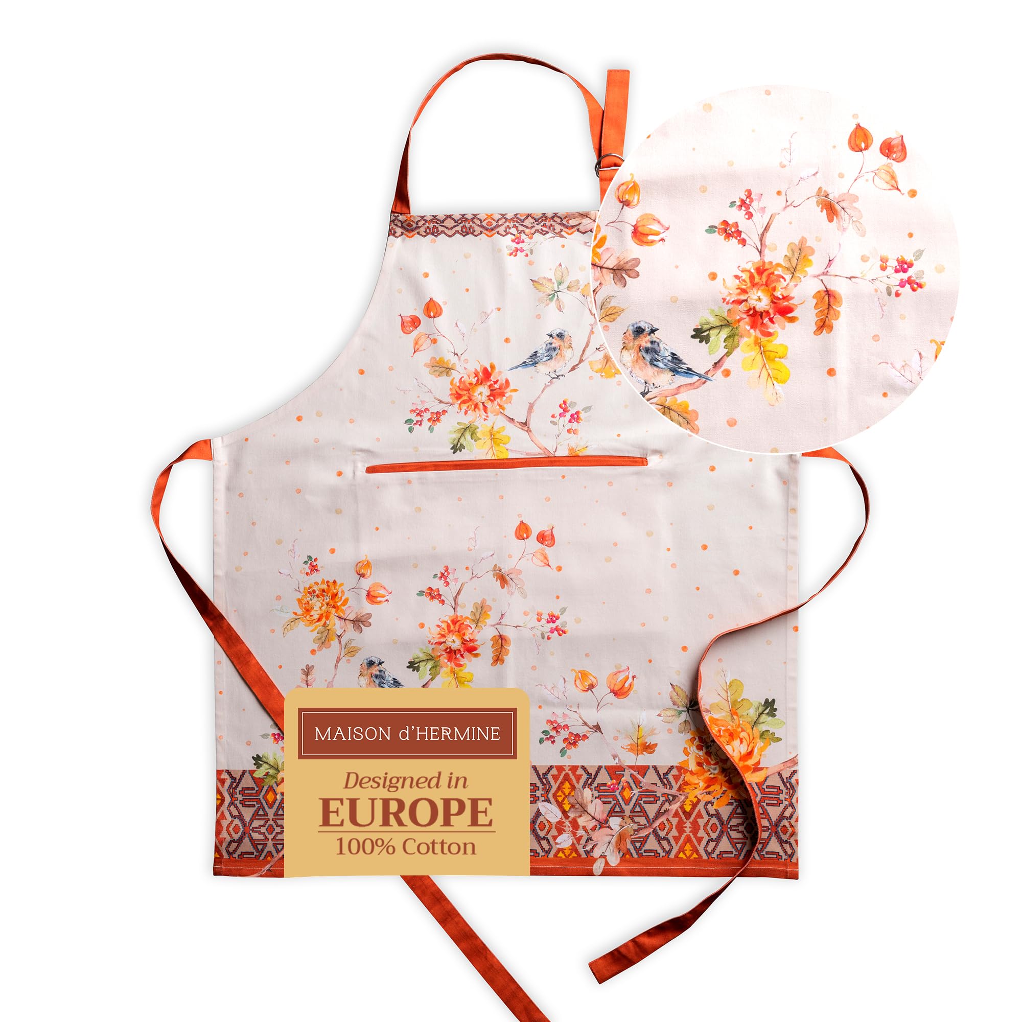 Maison d' Hermine Schürze, 100% Baumwolle, 1 Stück, verstellbarer Nackenriemen, Schürze mit Mitteltasche und langen Bändern für Damen, Herren, Koch