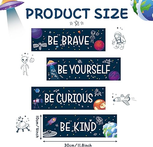 Miniatura 5 de Decoración de pared para habitación de niños, diseño de estrellas que brillan en la oscuridad, diseño motivacional de planeta espacial, calcomanía