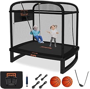 Safest Kids Trampoline With Net & Bar (Indoor & Outdoor) 2 81QEu0OA9mL. AC SL300