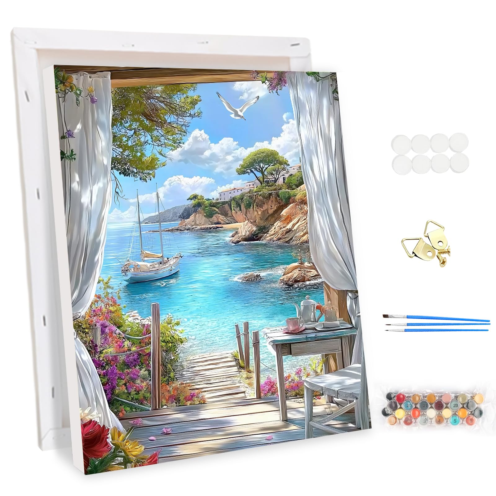 Peinture Par Numéros EOBROMD – Cabane Forestière 40x50cm, Acrylique Pour Débutants Sans Cadre