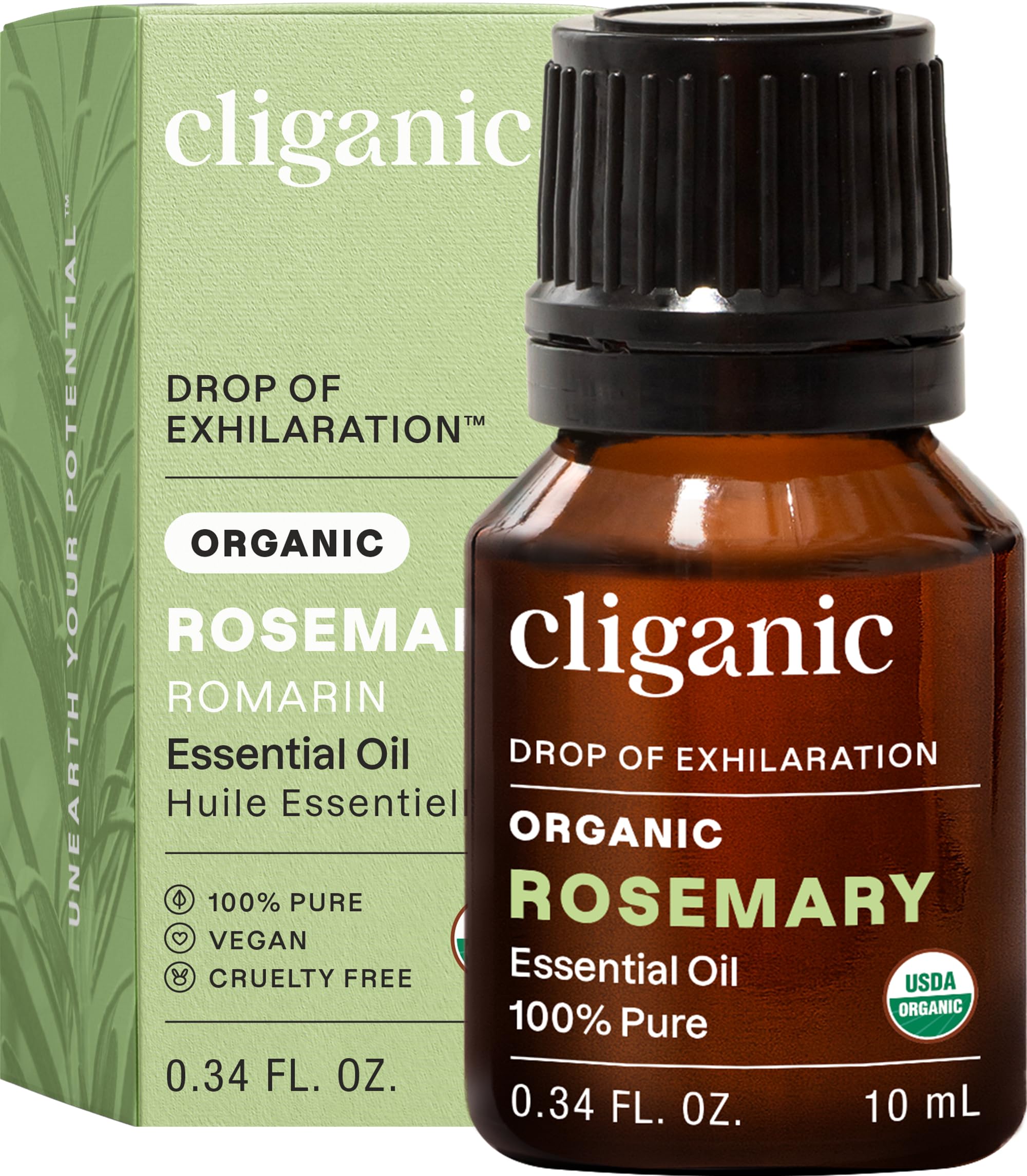 Organic Rosemary Essential Oil, 100% Pure Natural Undiluted, for Aromatherapy | Non-GMO Verified