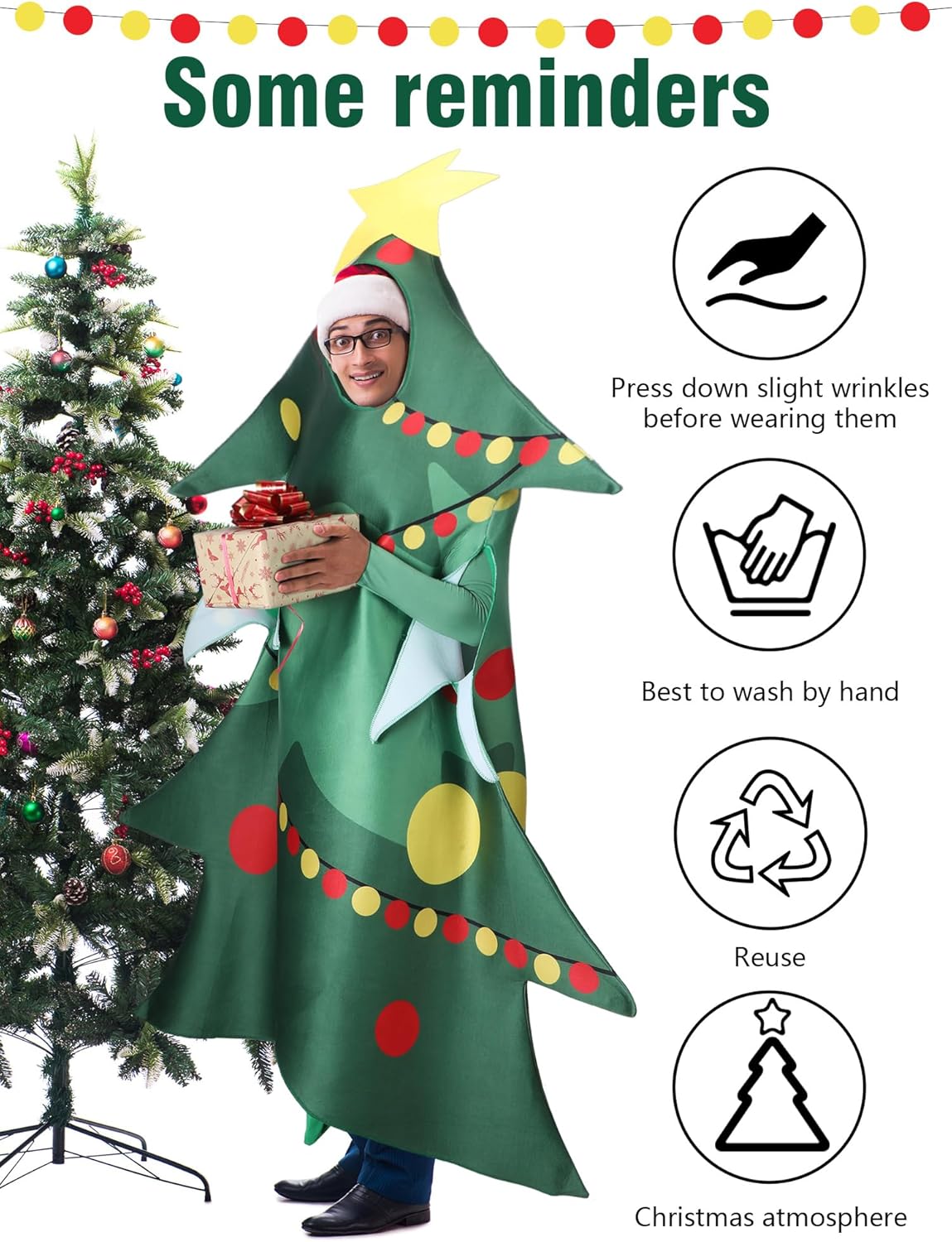 Chuarry Adult Christmas Costume - Men's Gingerbread Man, Snowman, Elf, Nutcracker Xmas Outfit for Party (Green) - Image 6