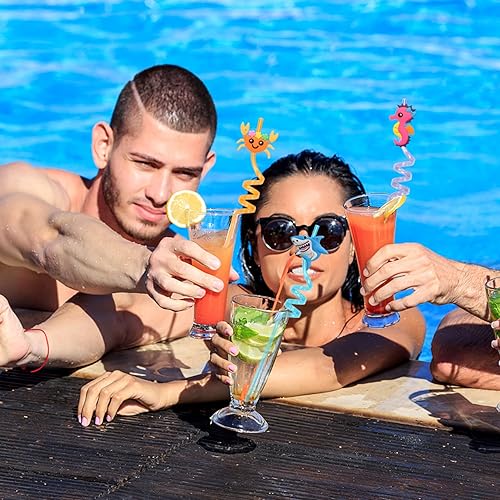 Miniatura 7 de 24 popotes reutilizables de animales marinos para recuerdos de fiesta en el mar, pajitas de animales del océano para decoración de fiestas bajo el